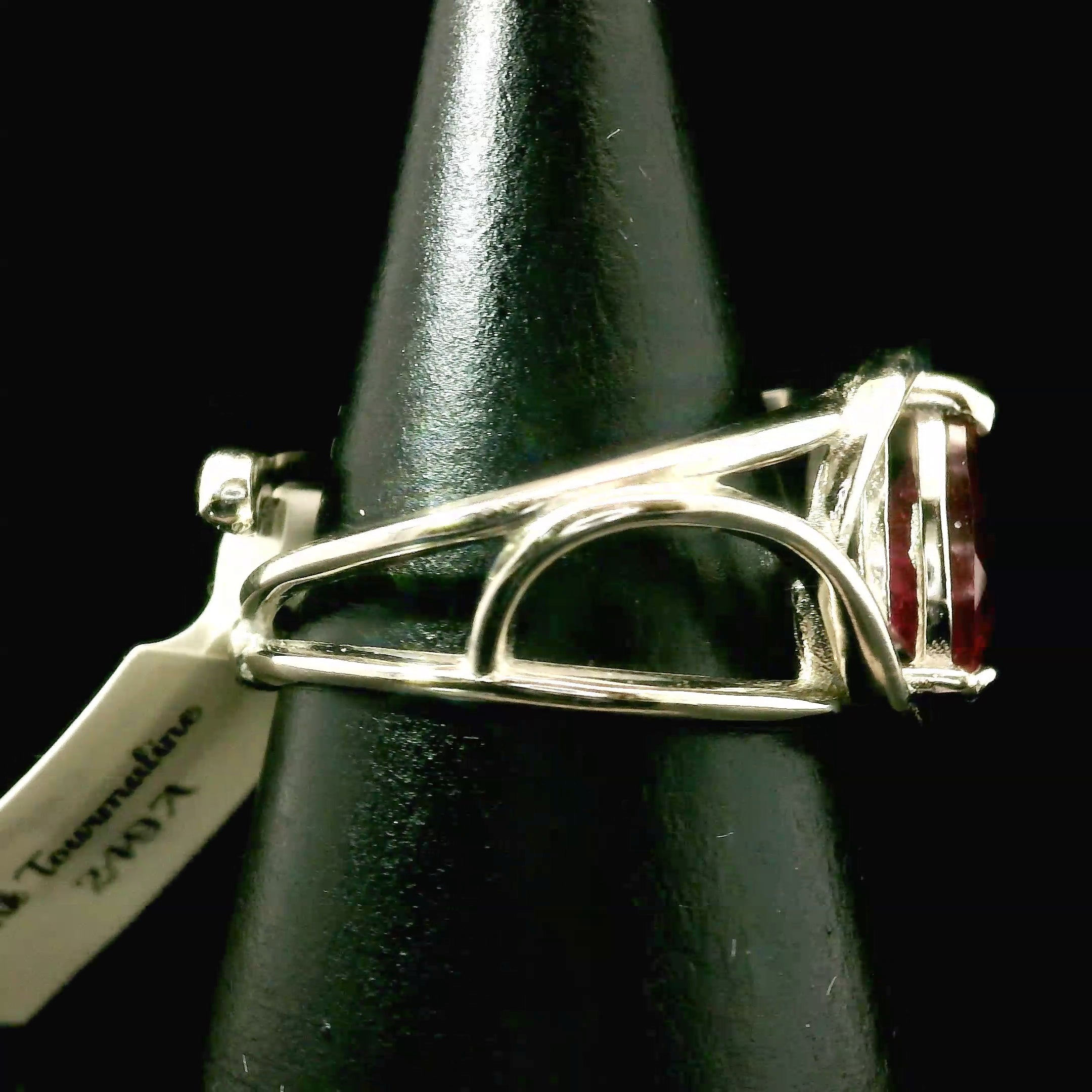 Pink Tourmaline Cuff Ring .925 Silver for Joy, Kindness and Love