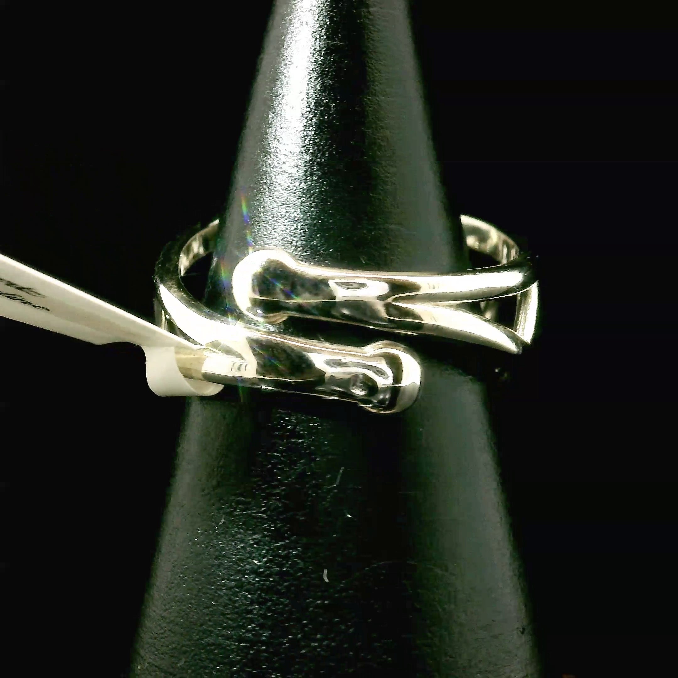 Clear Quartz and Pink Tourmaline Heart Cuff Ring .925 Silver for Healing, Intention Setting and Manifesting your Desires