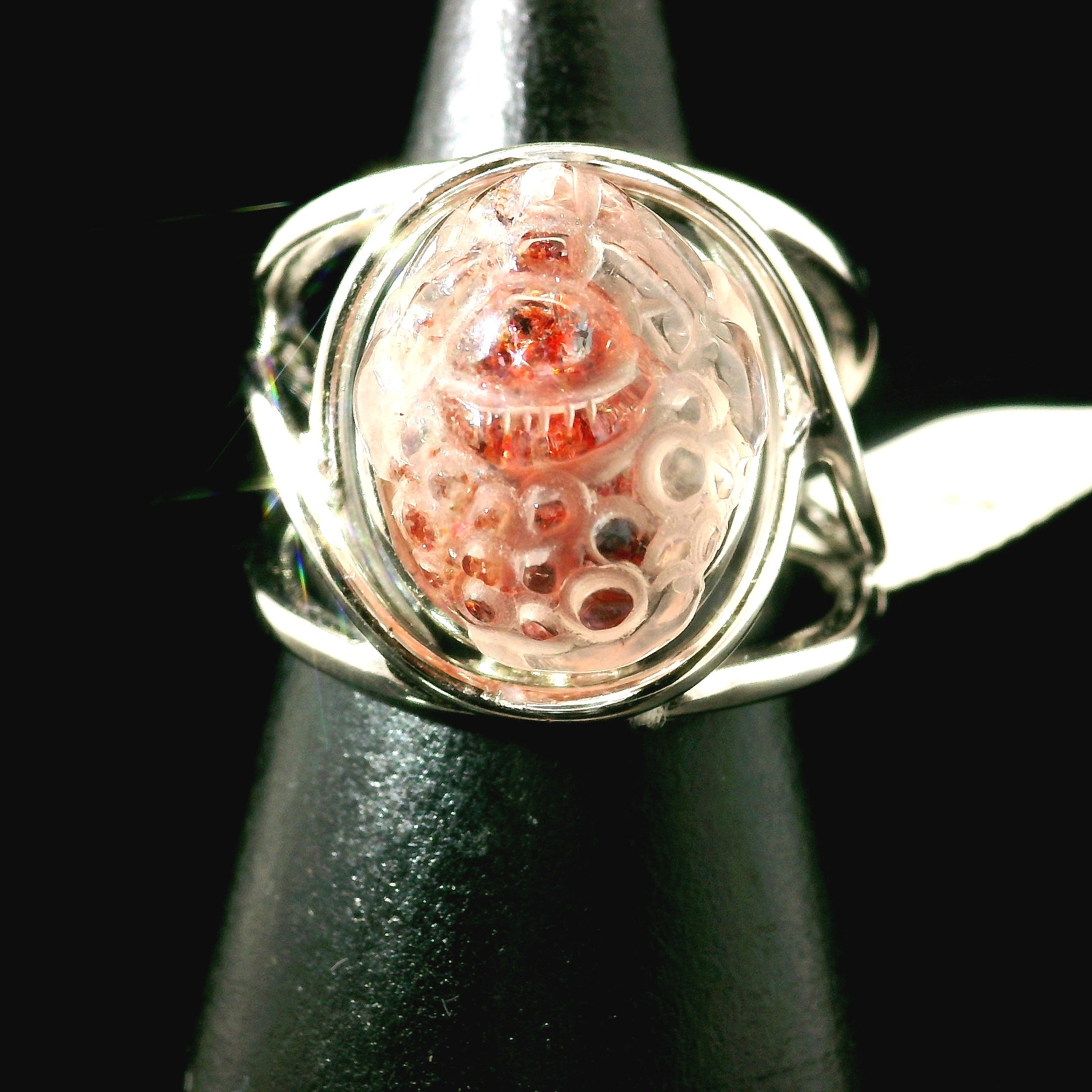 Super 7 Money Toad Cuff Ring .925 Silver (High Quality) for Awakening your Gifts and Creating your Dream Life