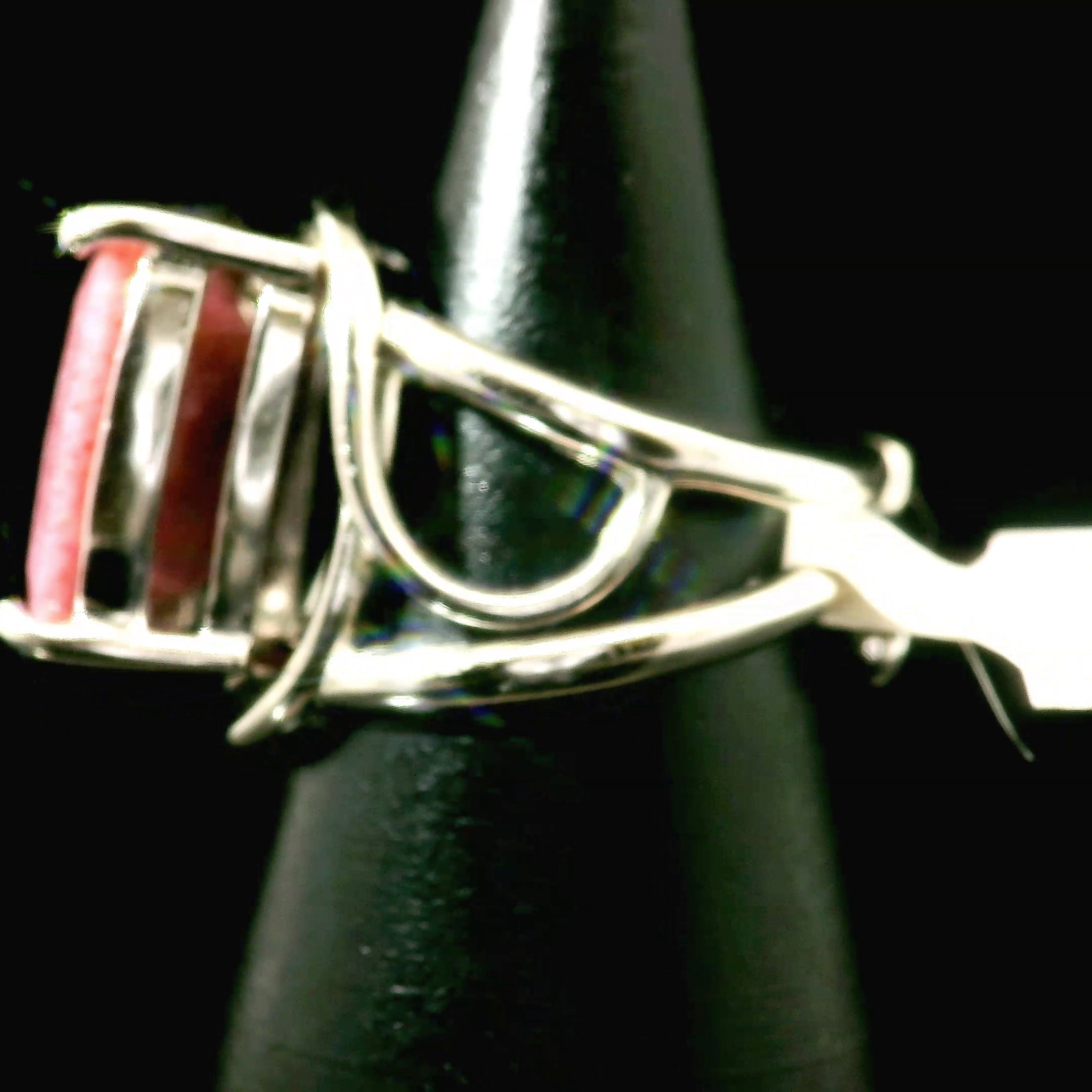 Thulite Faceted Cuff Ring .925 Silver for Expressing Love and Experiencing Pleasure