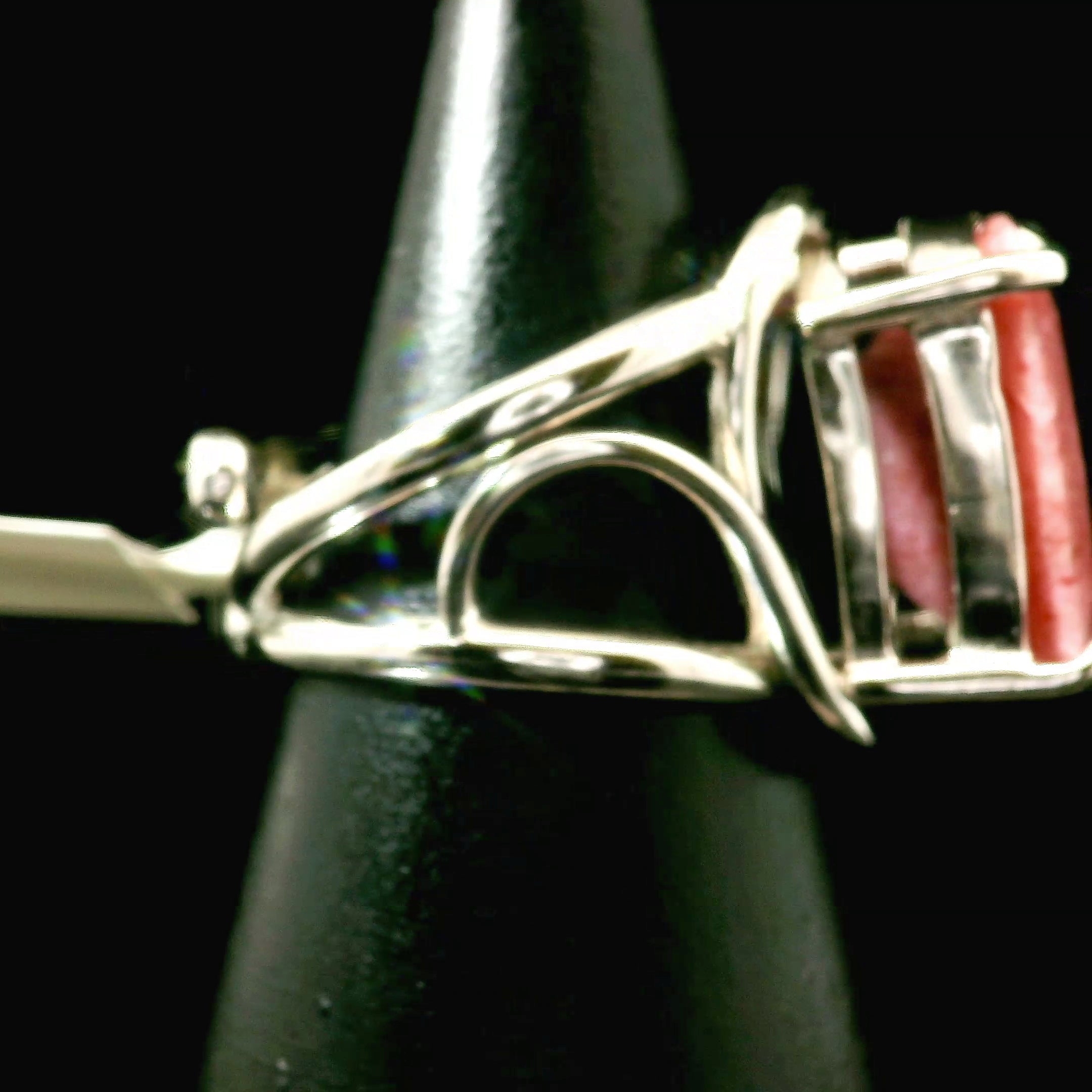 Thulite Faceted Cuff Ring .925 Silver for Expressing Love and Experiencing Pleasure