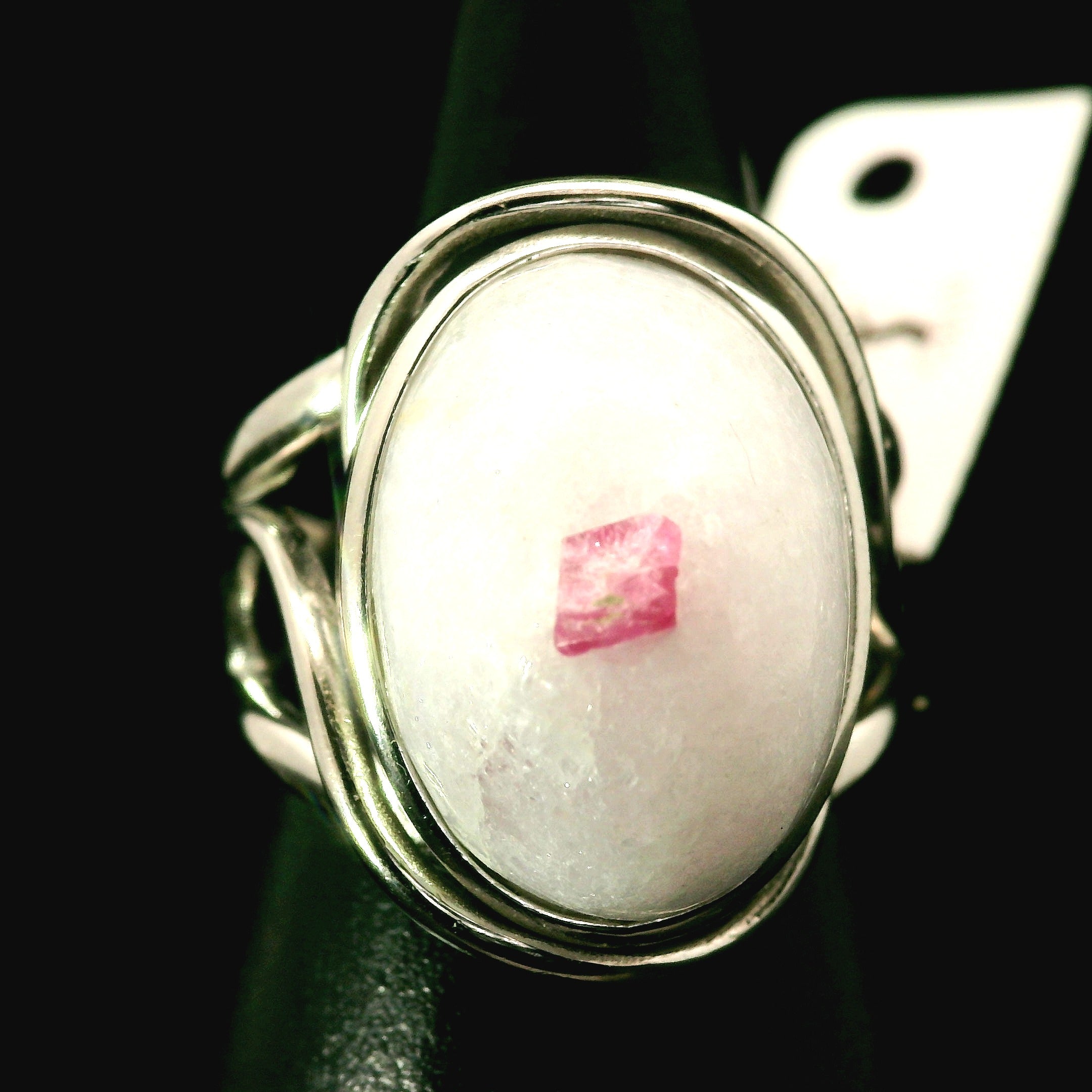Pink Spinel on Matrix Cuff Ring .925 Silver for Emotional Healing, Love, Loyalty & Motivation