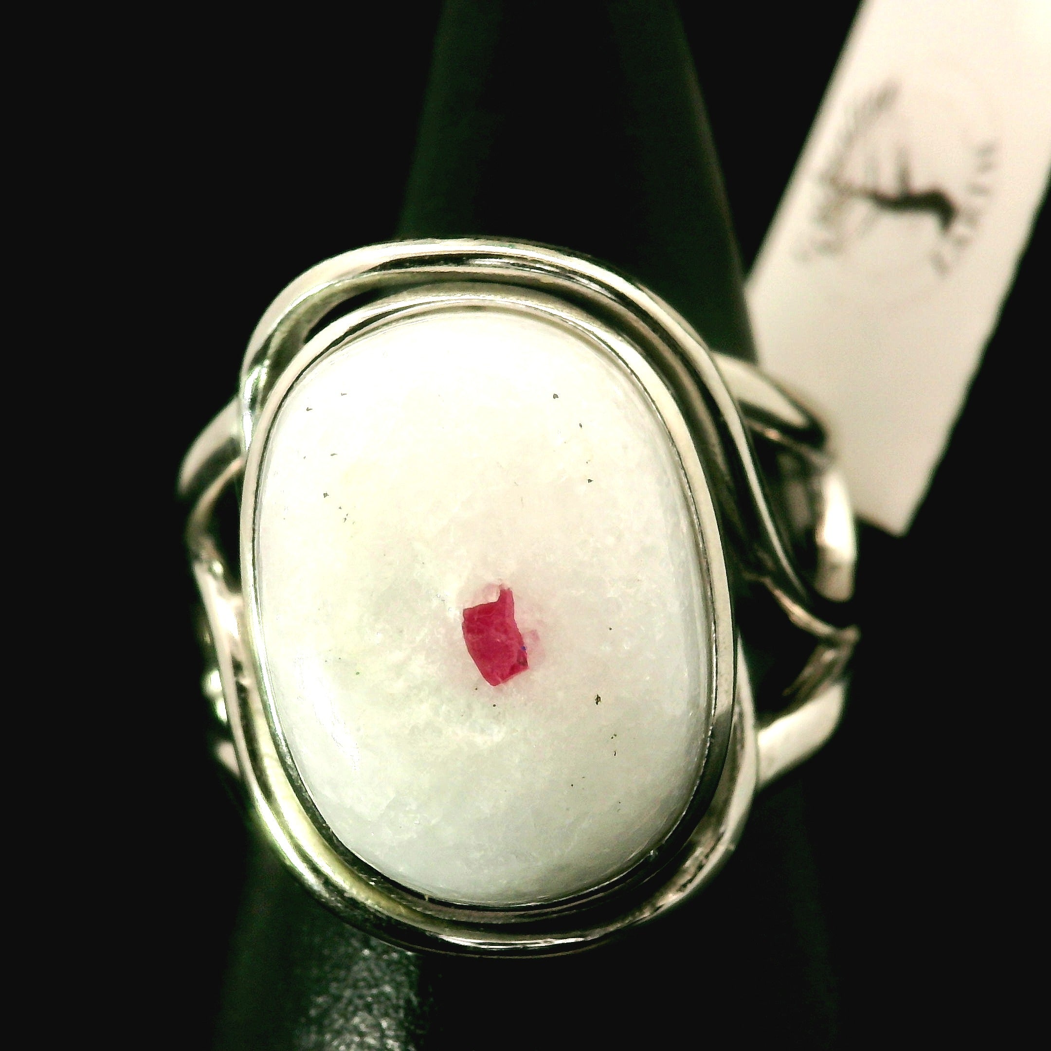 Pink Spinel on Matrix Cuff Ring .925 Silver for Emotional Healing, Love, Loyalty & Motivation