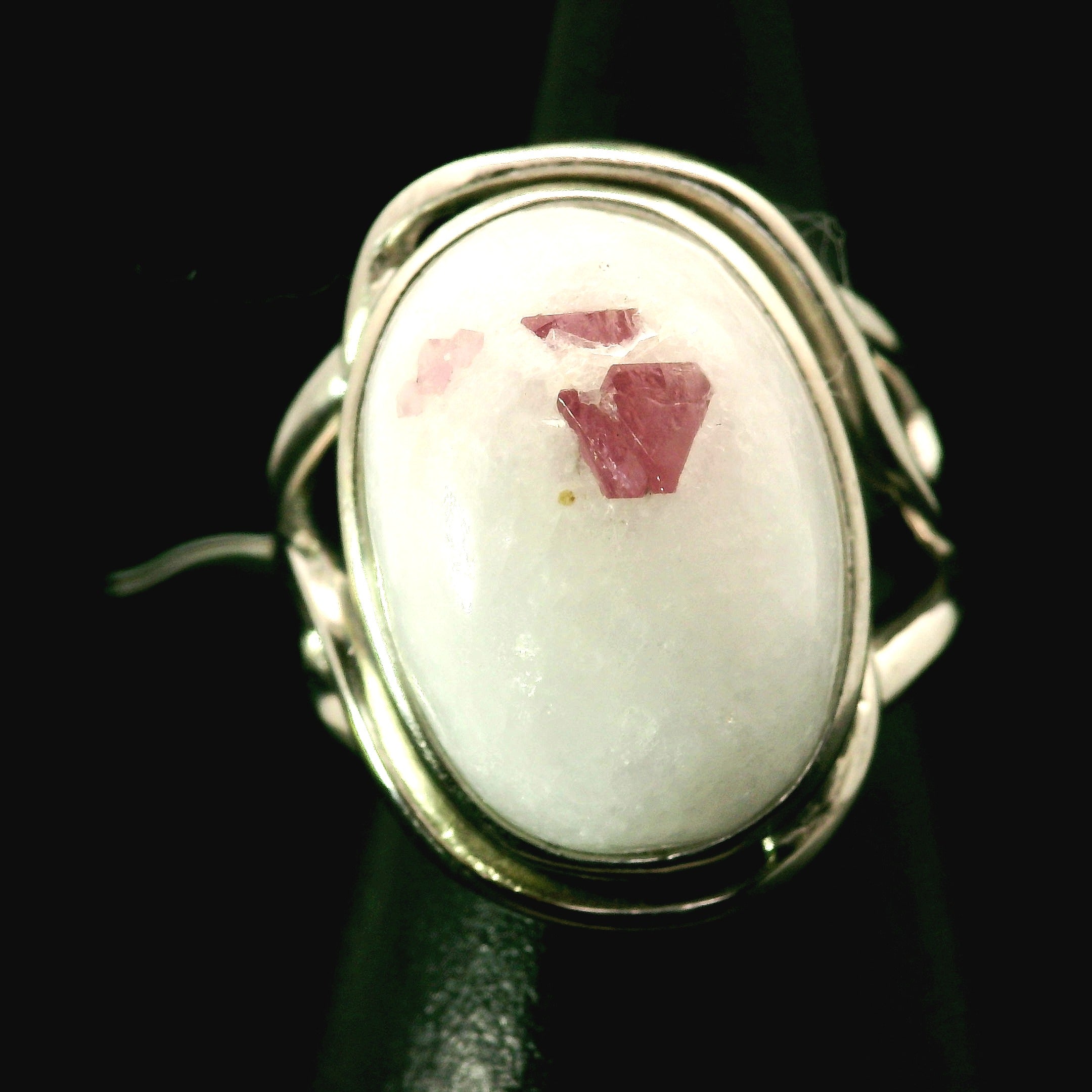 Pink Spinel on Matrix Cuff Ring .925 Silver for Emotional Healing, Love, Loyalty & Motivation