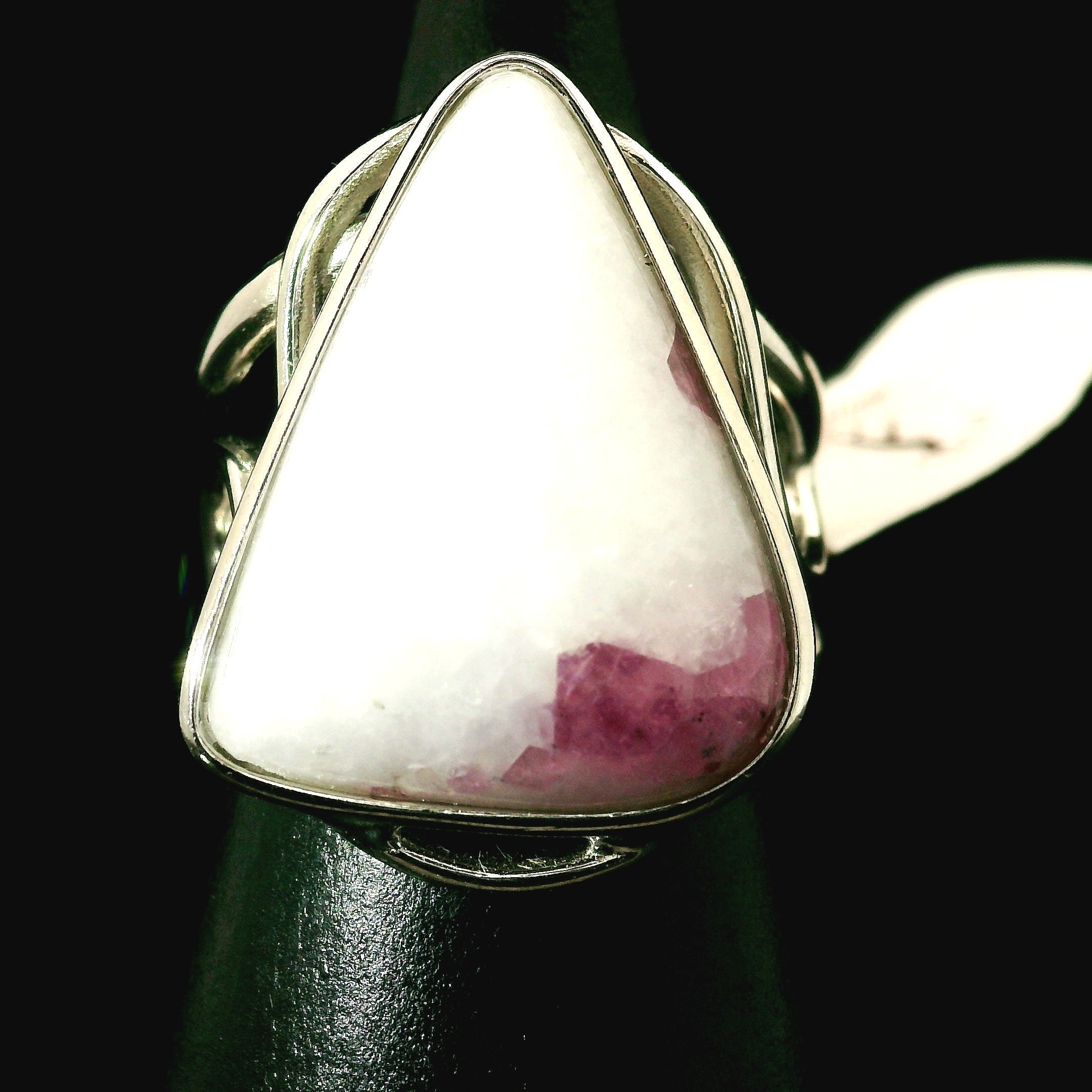 Pink Spinel on Matrix Cuff Ring .925 Silver for Emotional Healing, Love, Loyalty & Motivation