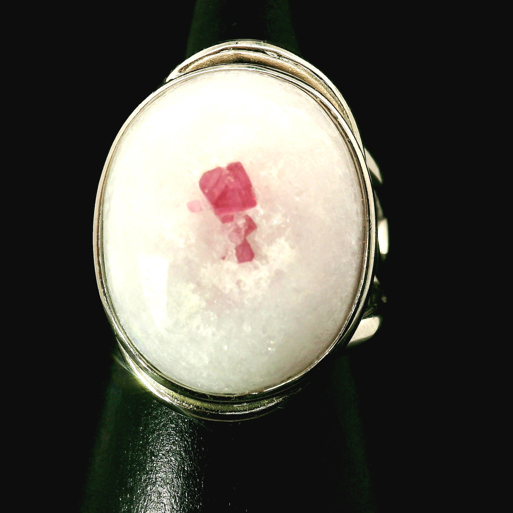 Pink Spinel on Matrix Cuff Ring .925 Silver for Emotional Healing, Love, Loyalty & Motivation
