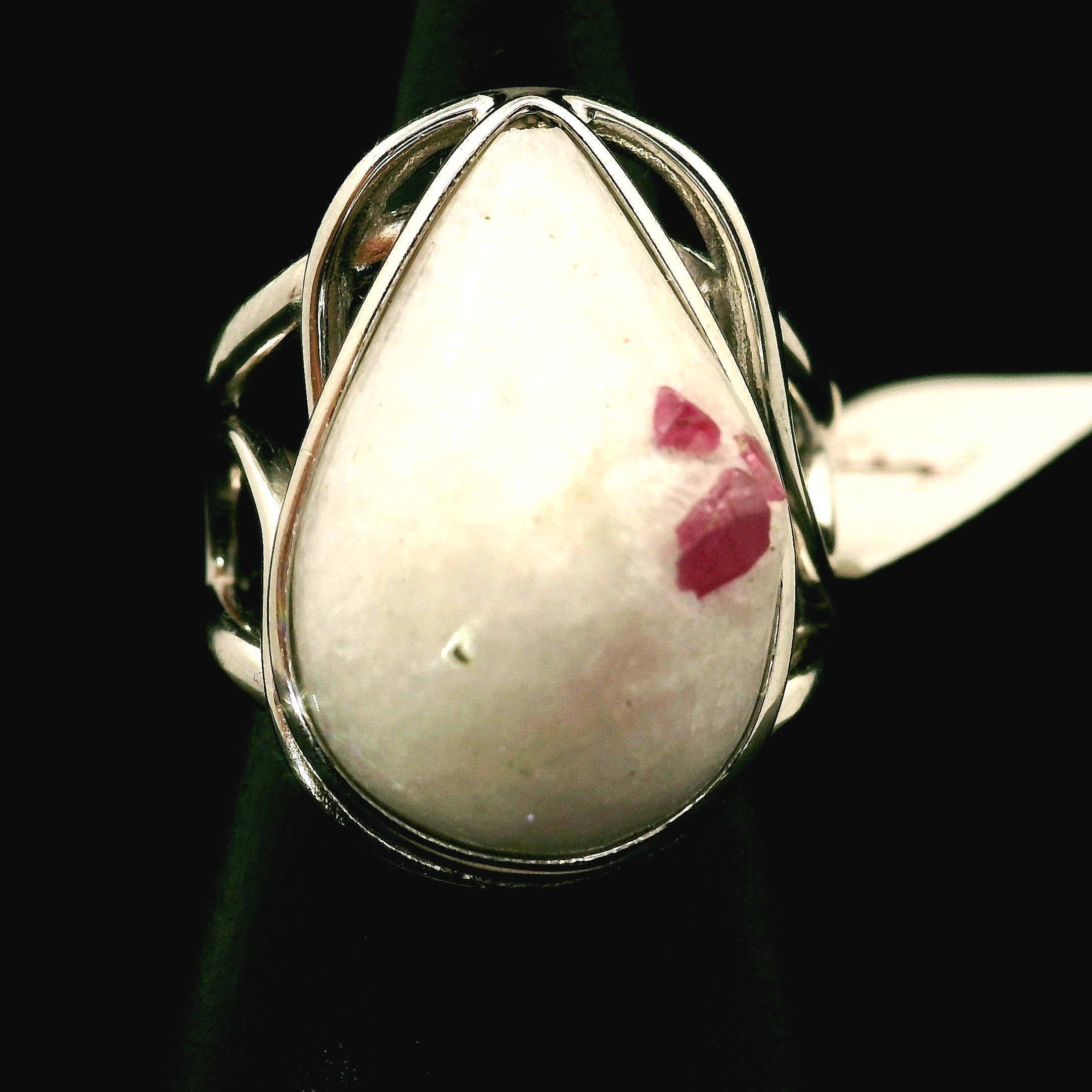 Pink Spinel on Matrix Cuff Ring .925 Silver for Emotional Healing, Love, Loyalty & Motivation