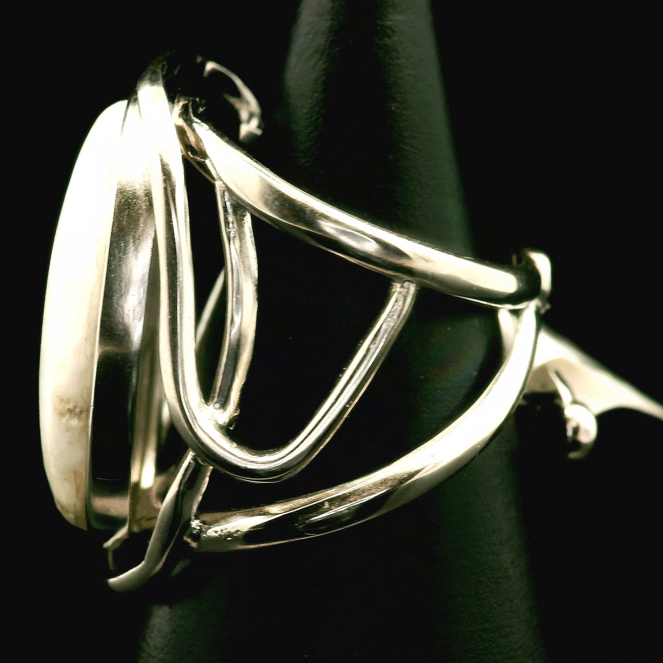 Scolecite Cuff Ring .925 Silver for Accessing Higher Realms and Lineage Healing