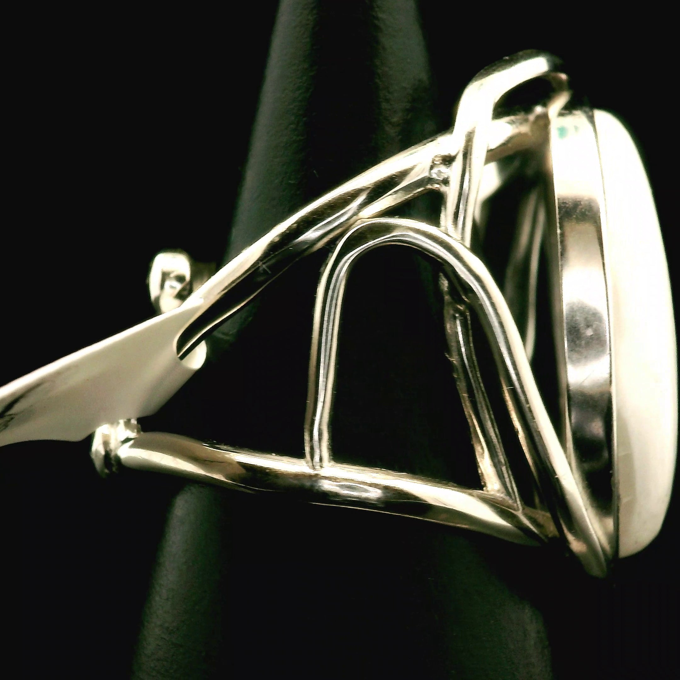 Scolecite Cuff Ring .925 Silver for Accessing Higher Realms and Lineage Healing