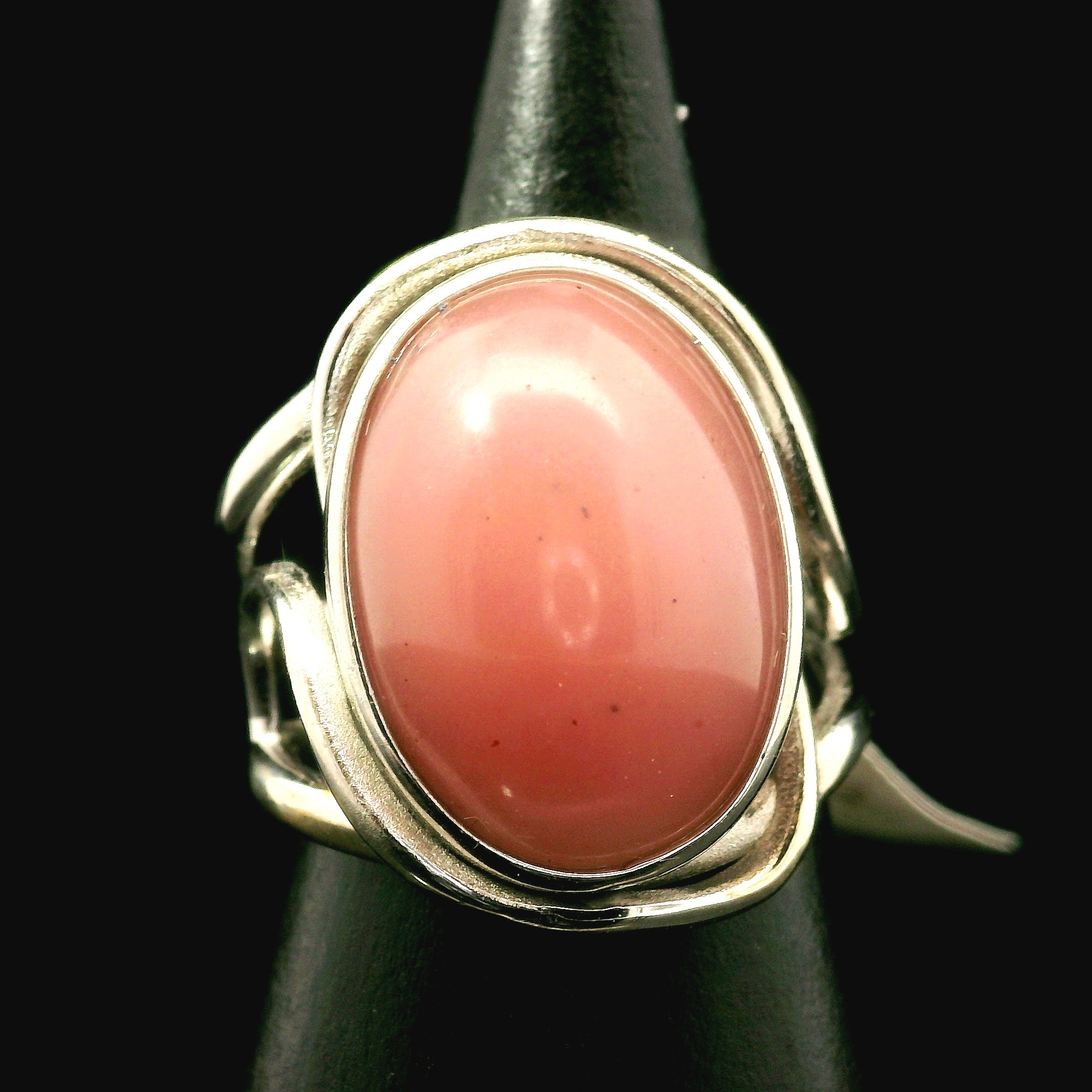 Guava Quartz Cuff Ring 925 Silver for Joy, Love and Empowerment
