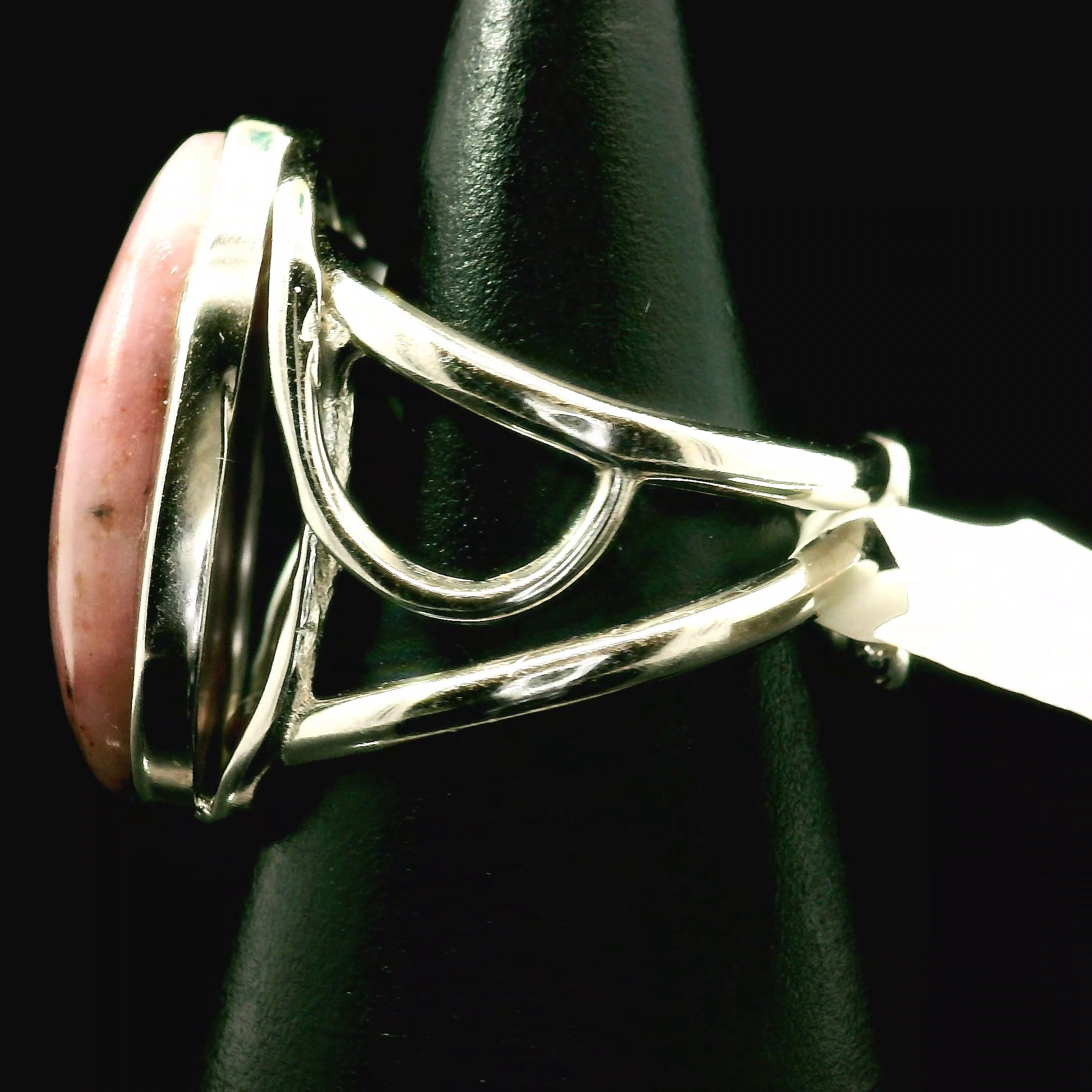 Pink Petalite Cuff Ring 925 Silver for Joy, Love and Empowerment