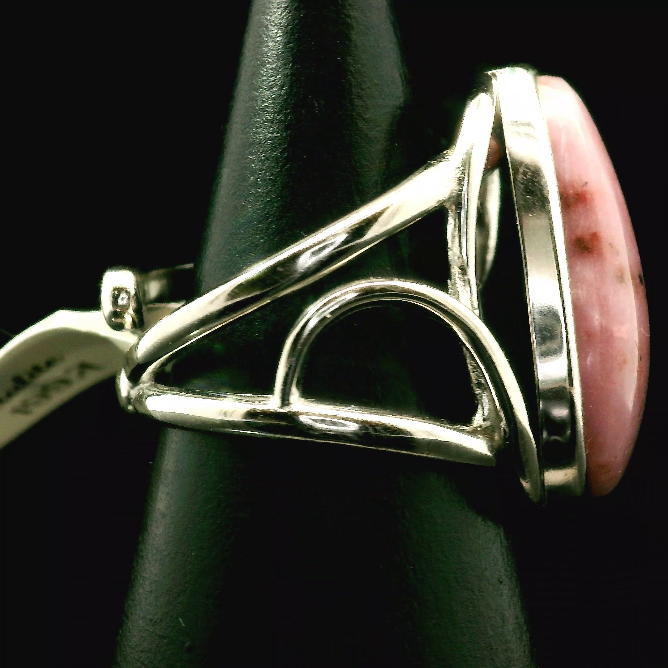 Pink Petalite Cuff Ring 925 Silver for Joy, Love and Empowerment