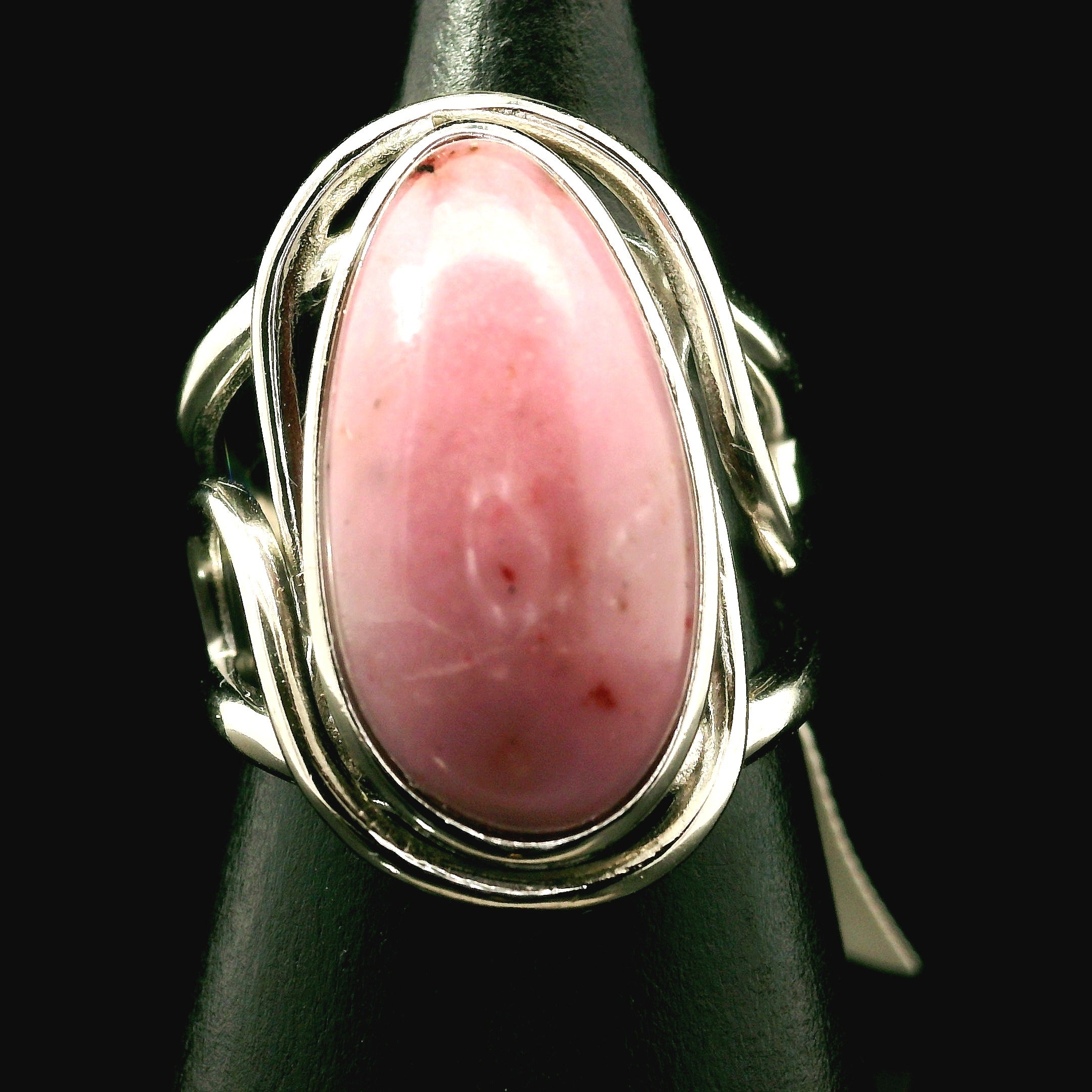 Pink Petalite Cuff Ring 925 Silver for Joy, Love and Empowerment