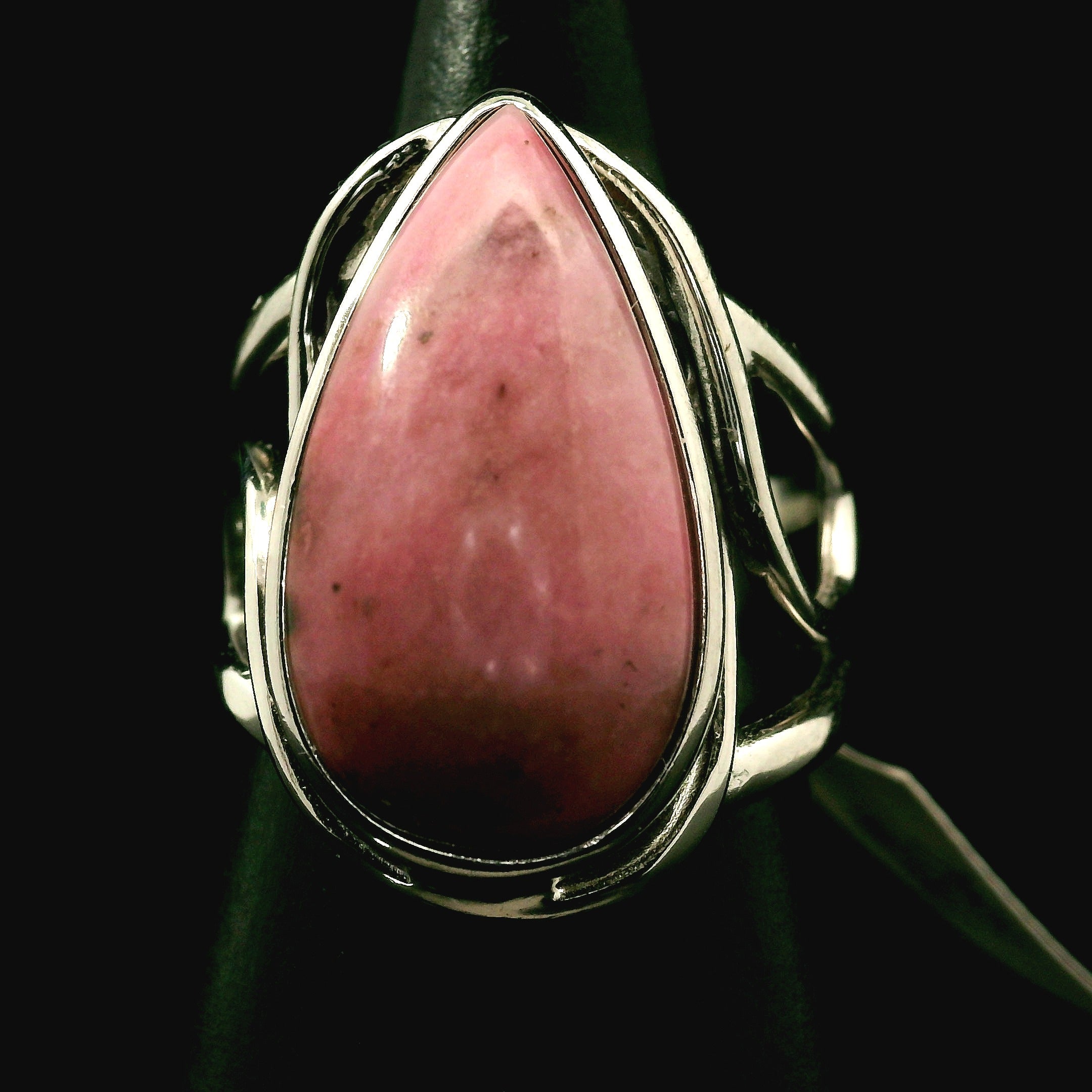 Pink Petalite Cuff Ring 925 Silver for Joy, Love and Empowerment