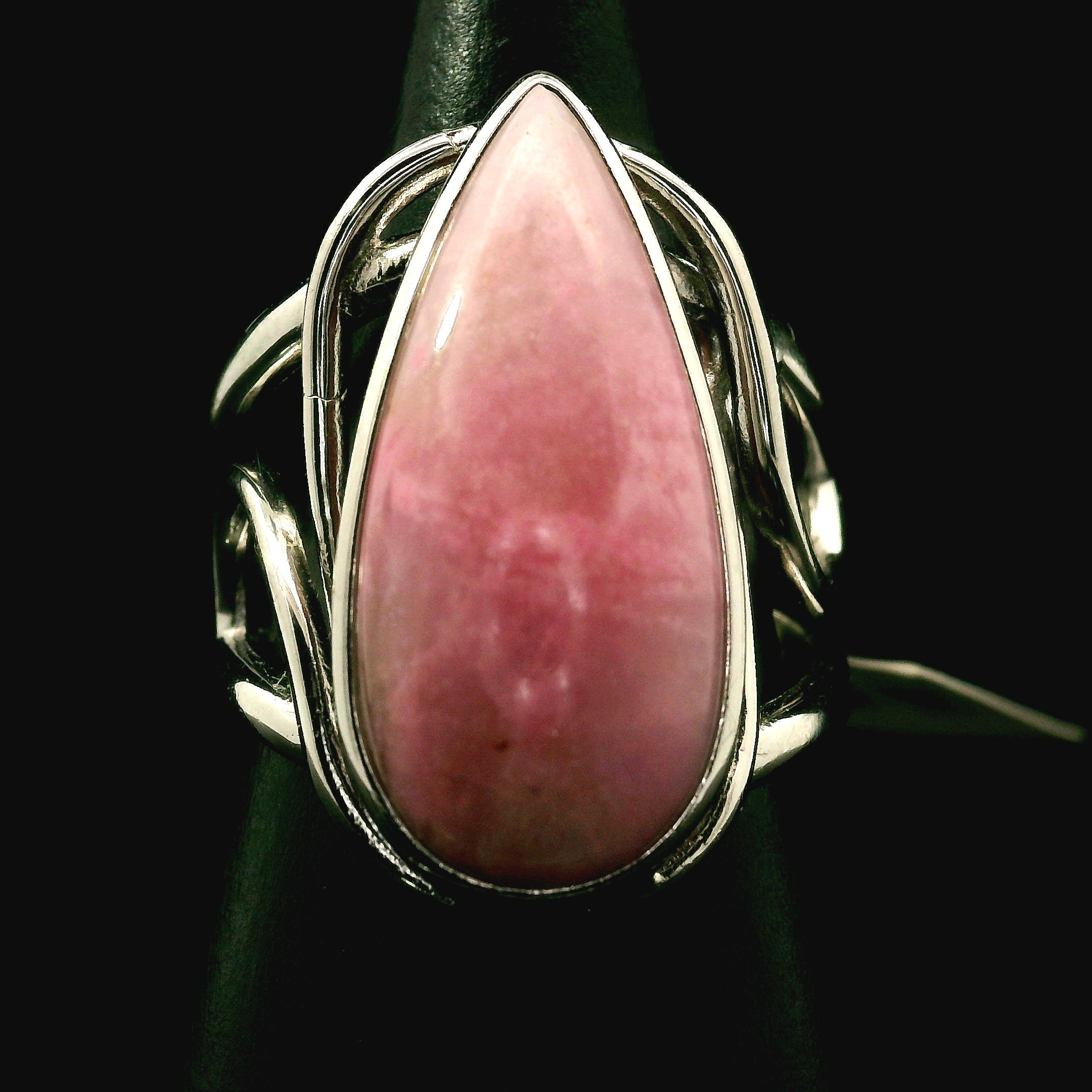 Pink Petalite Cuff Ring 925 Silver for Joy, Love and Empowerment