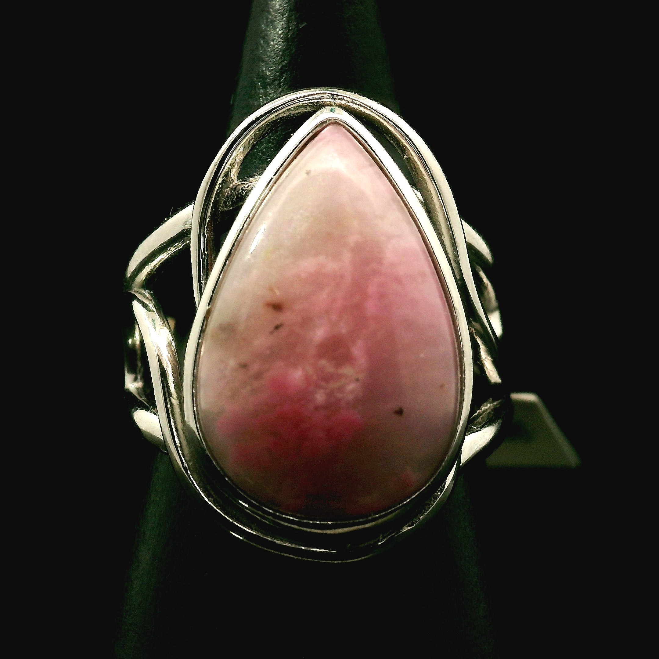Pink Petalite Cuff Ring 925 Silver for Joy, Love and Empowerment