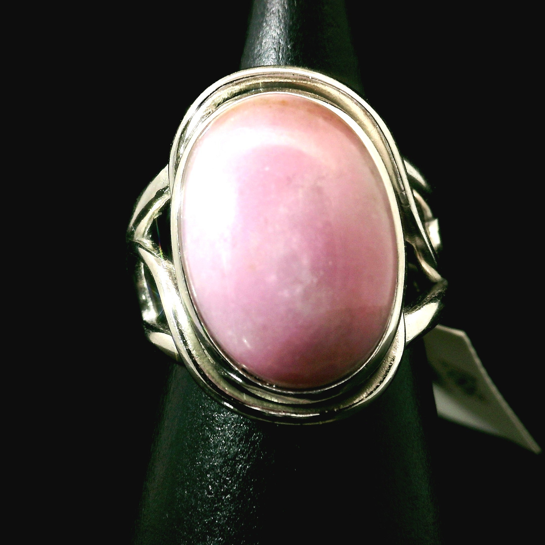 Pink Petalite Cuff Ring 925 Silver for Joy, Love and Empowerment
