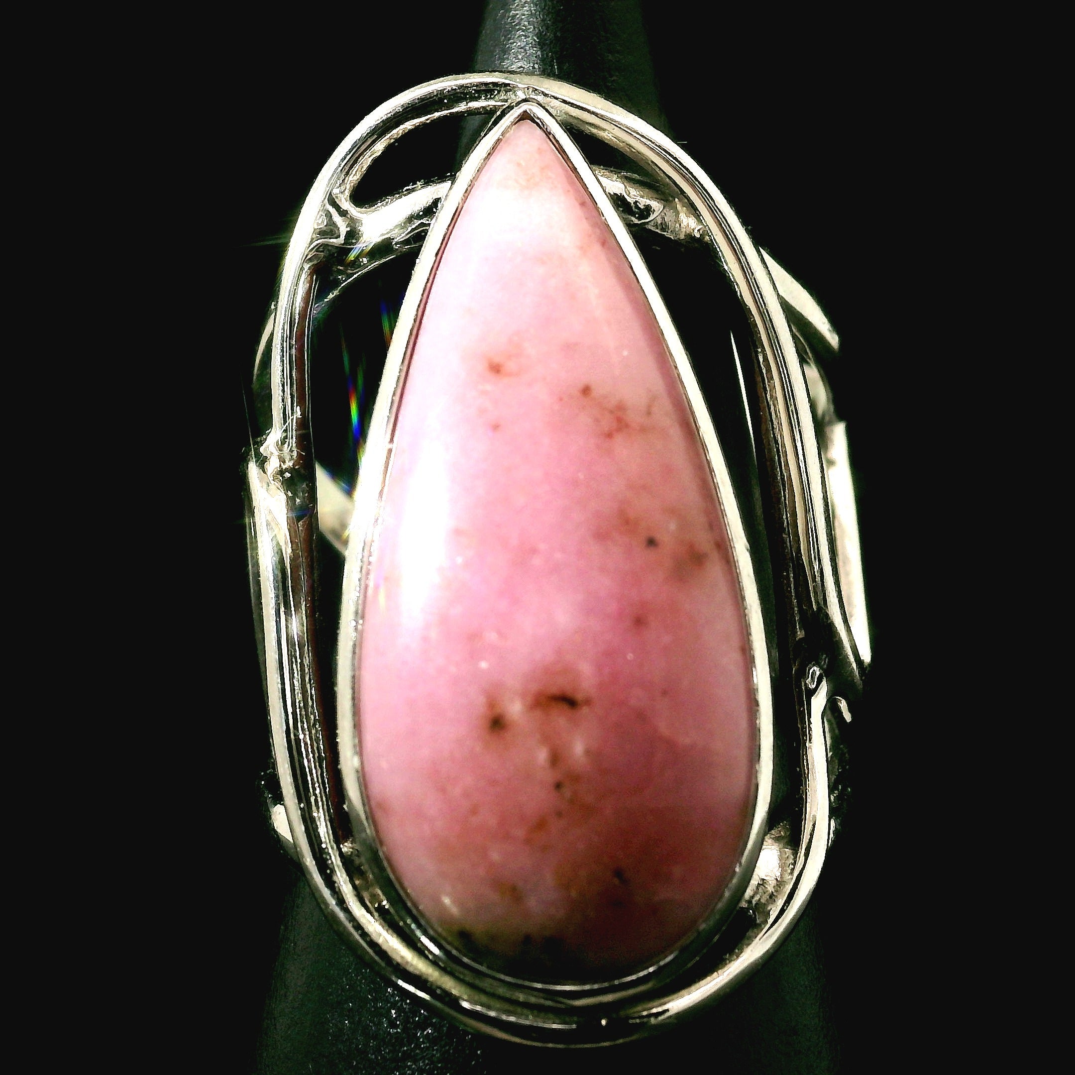 Pink Petalite Cuff Ring 925 Silver for Joy, Love and Empowerment