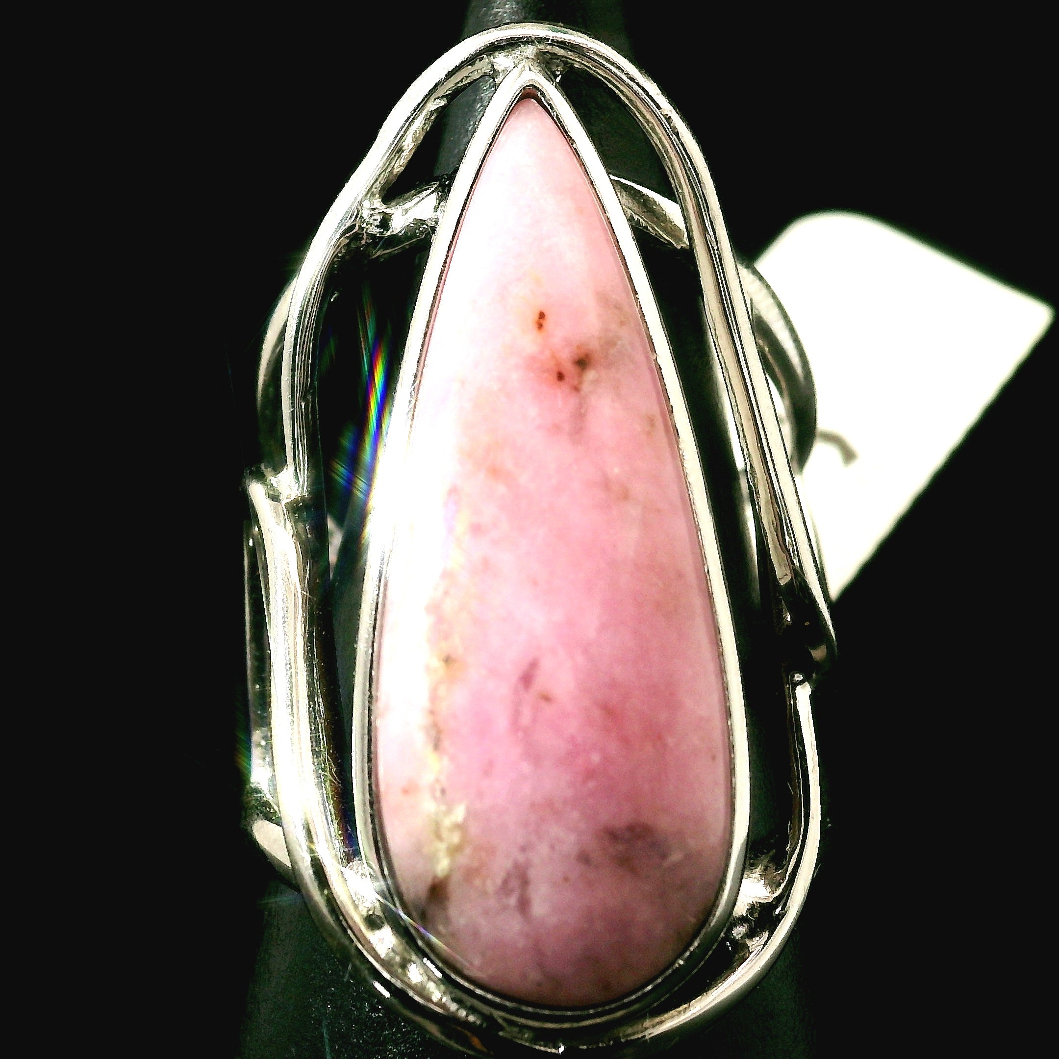 Pink Petalite Cuff Ring 925 Silver for Joy, Love and Empowerment