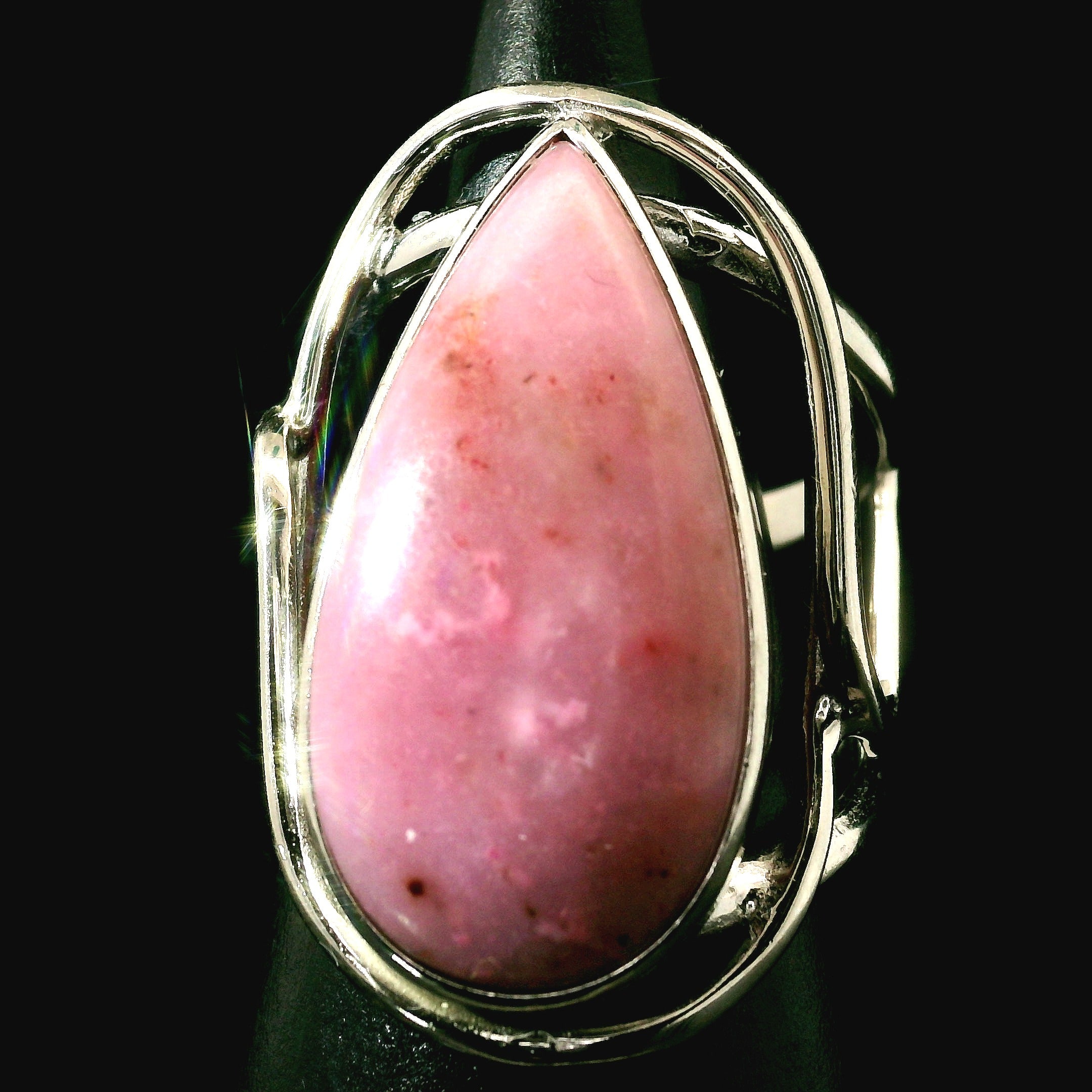 Pink Petalite Cuff Ring 925 Silver for Joy, Love and Empowerment
