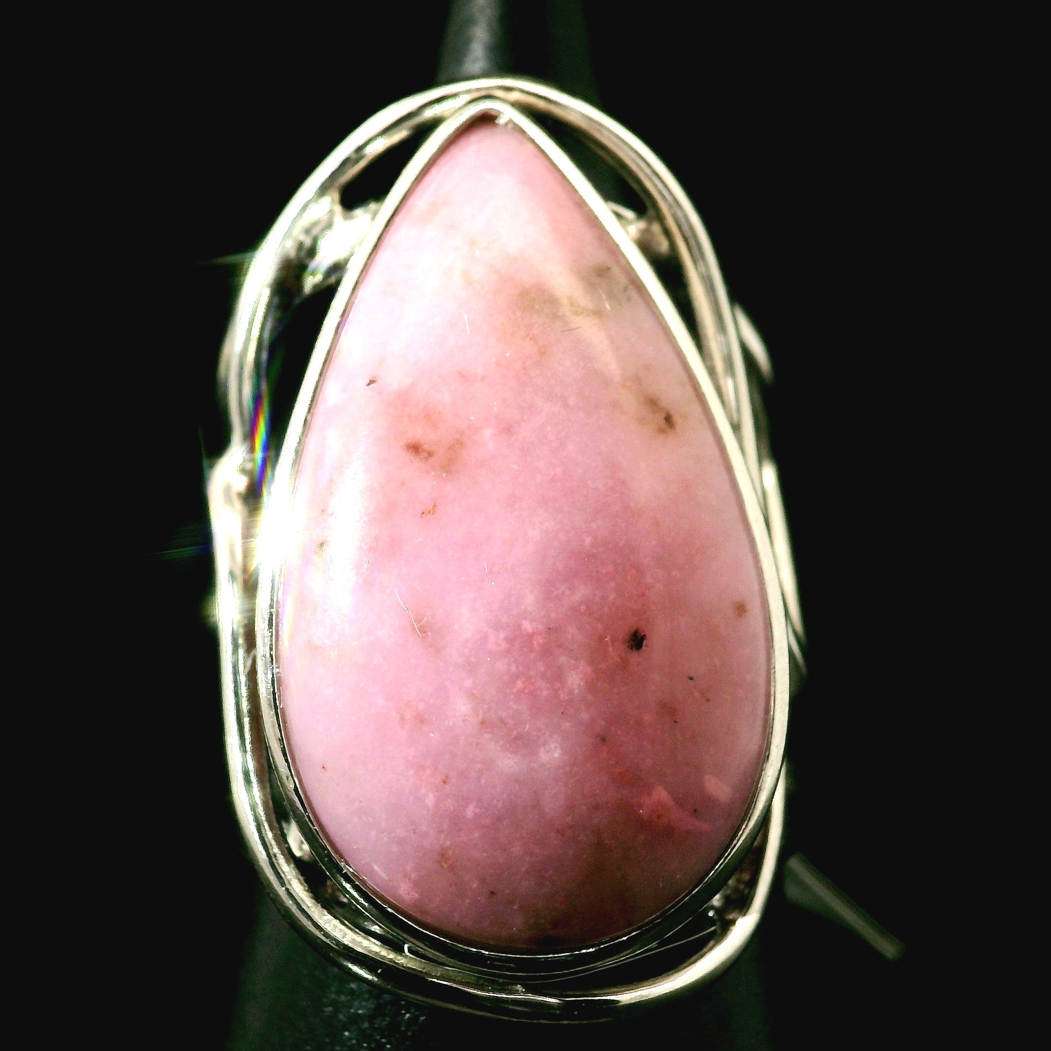 Pink Petalite Cuff Ring 925 Silver for Joy, Love and Empowerment