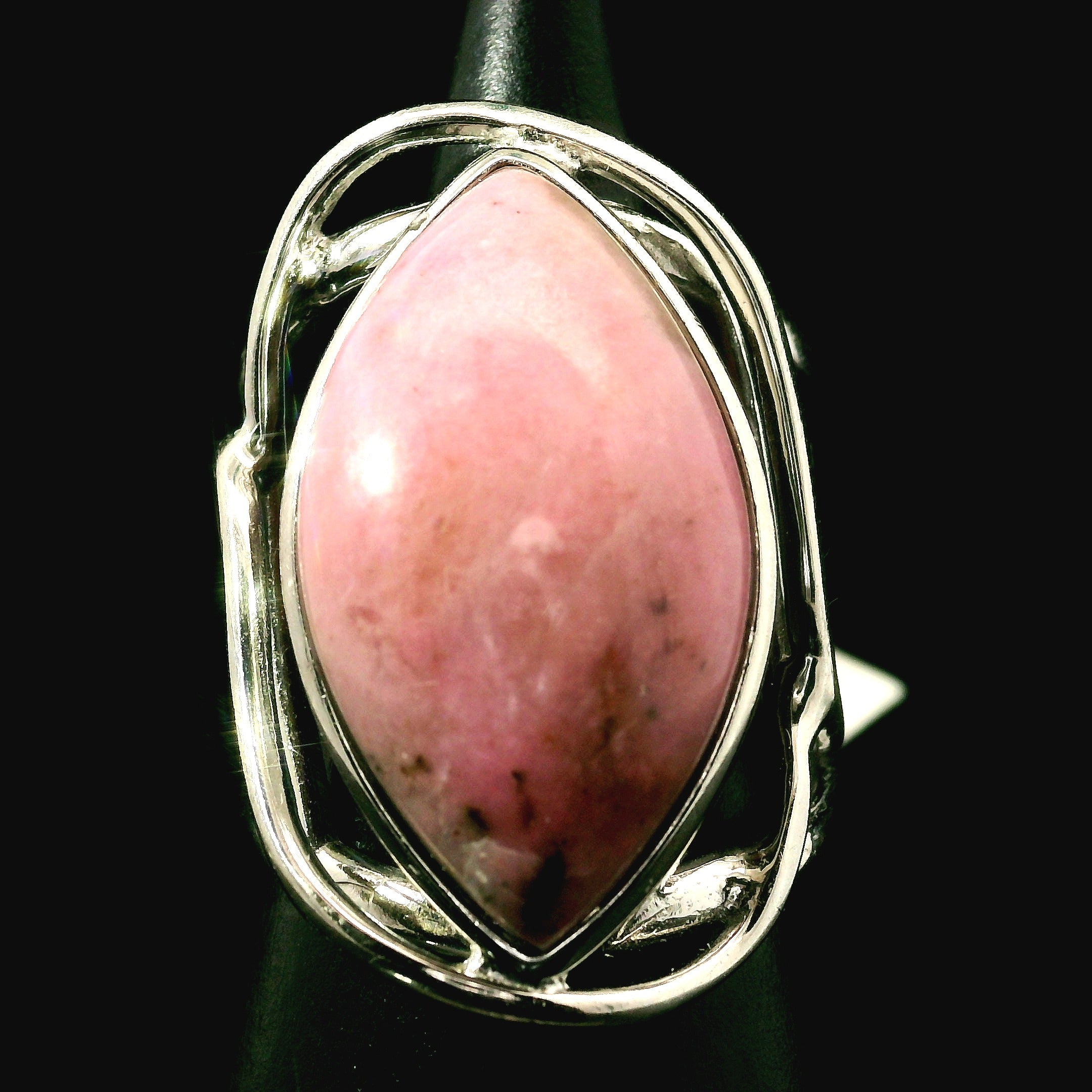 Pink Petalite Cuff Ring 925 Silver for Joy, Love and Empowerment