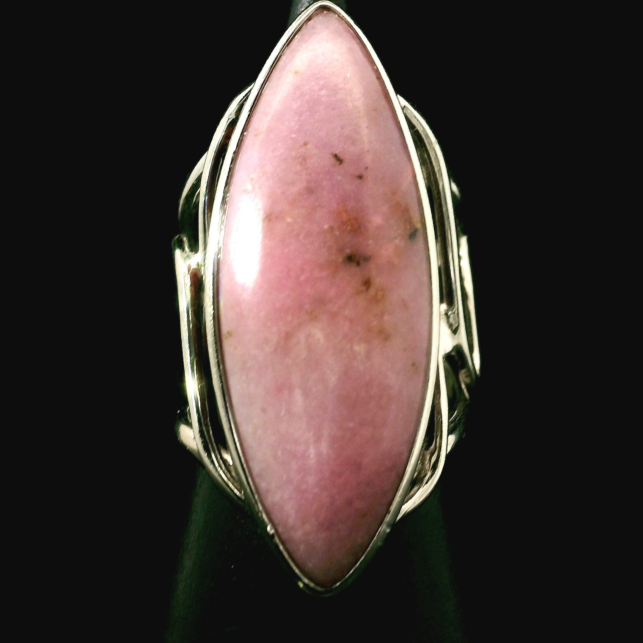 Pink Petalite Cuff Ring 925 Silver for Joy, Love and Empowerment