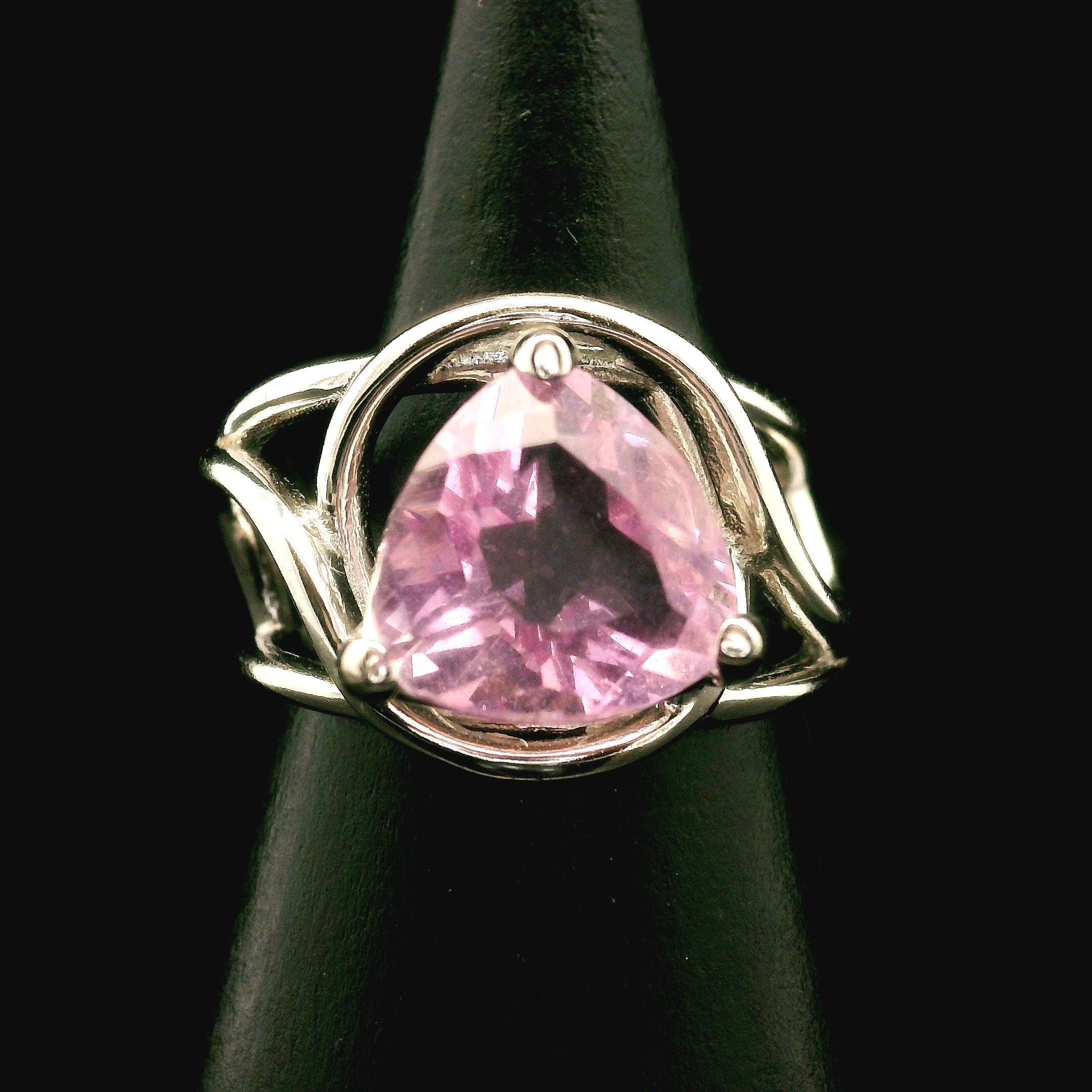 Pink Fluorite Cuff Ring .925 Silver for Clearing Energy Fields and Focusing on your Goals