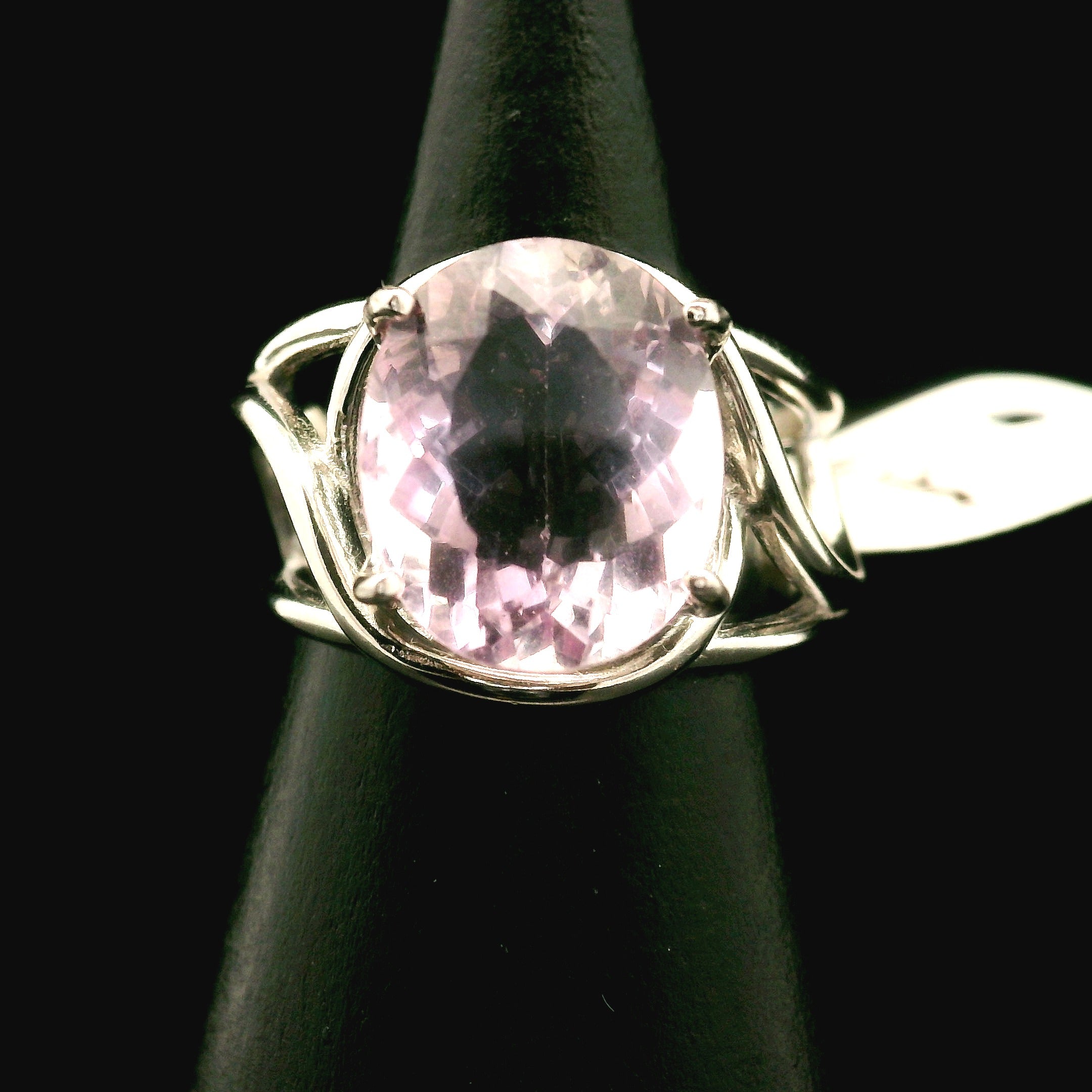 Pink Fluorite Cuff Ring .925 Silver for Clearing Energy Fields and Focusing on your Goals