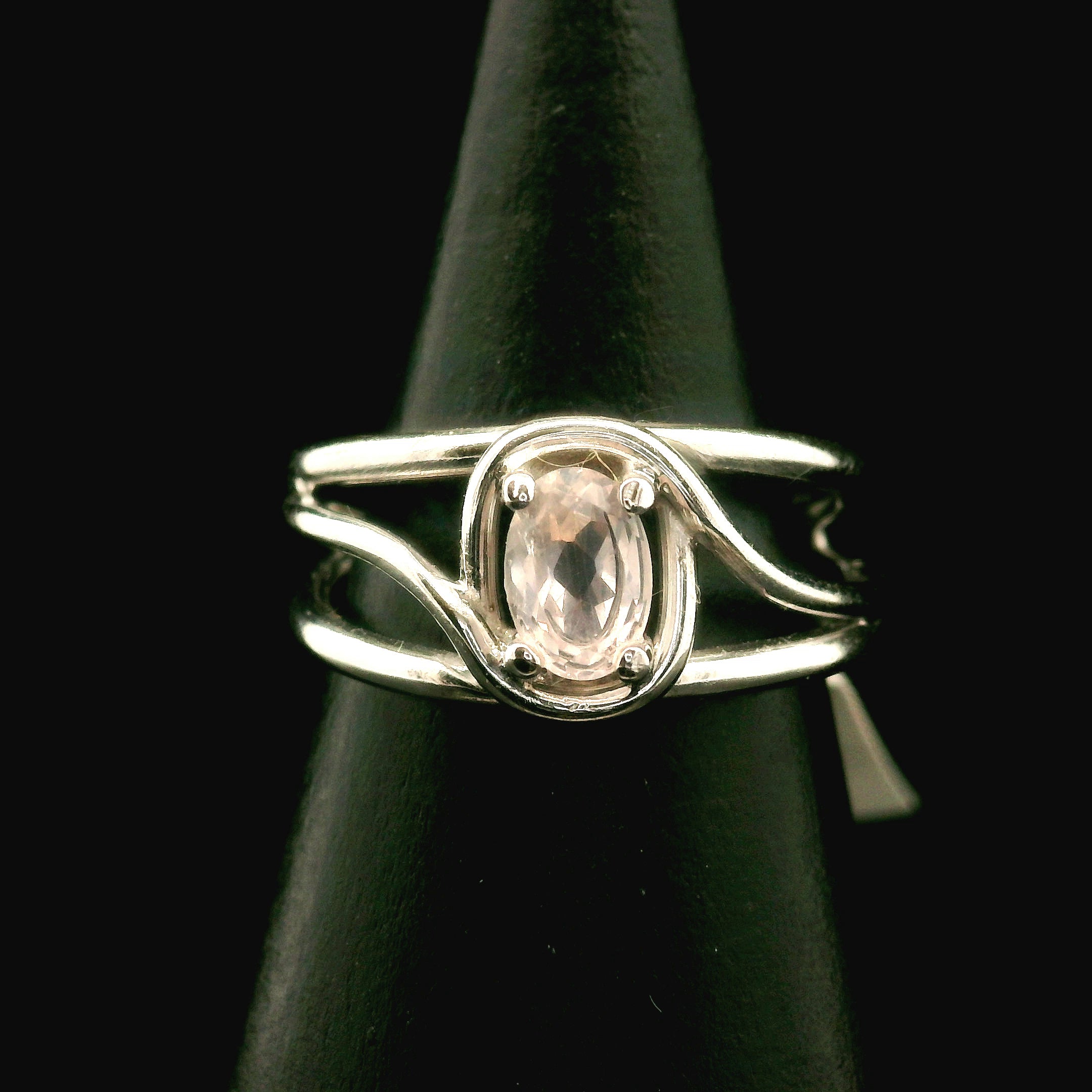 Rose Quartz Midi Cuff Ring .925 Silver for Compassion and Self Love