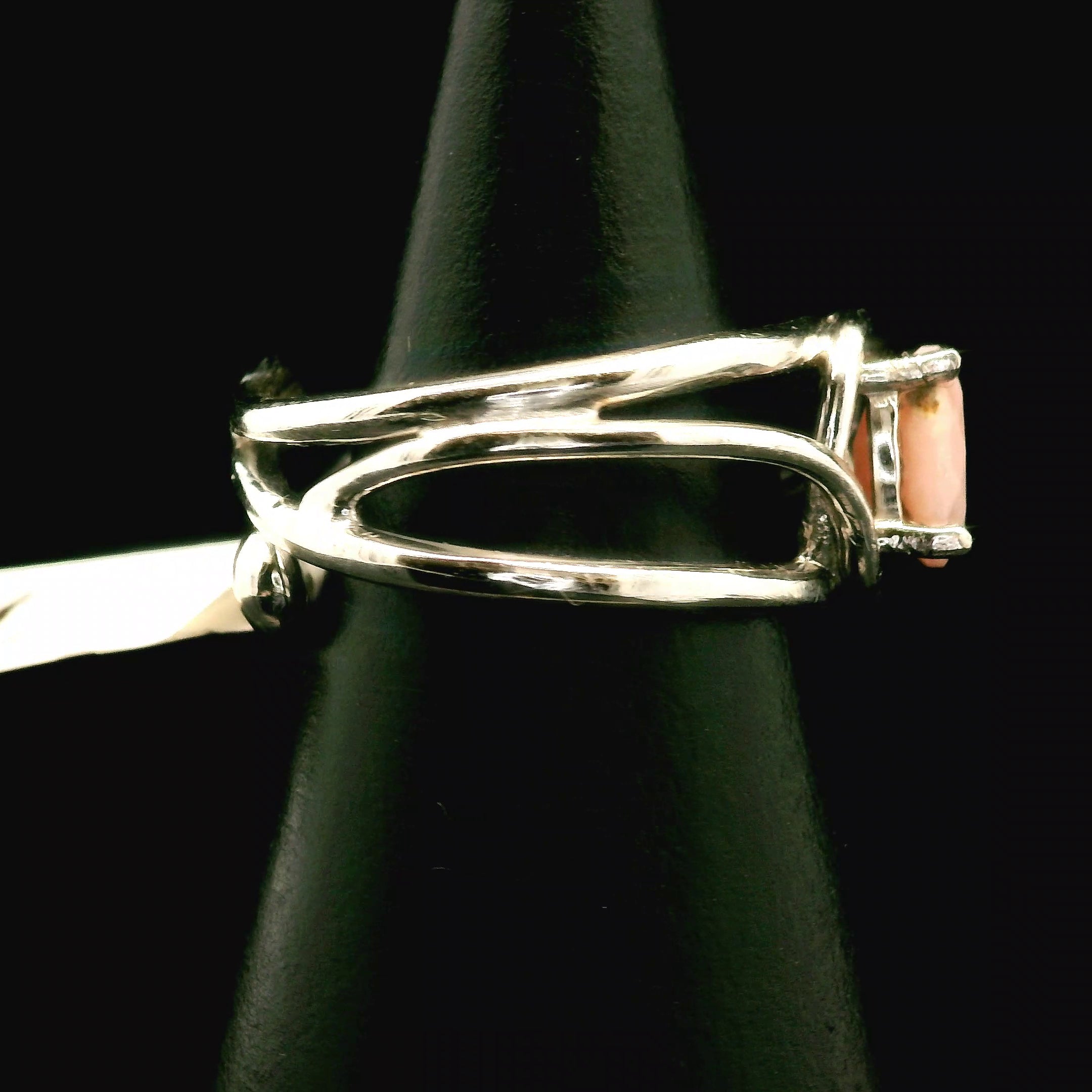 Pink Opal Midi Cuff Ring .925 Silver for Love, Romance and Peace