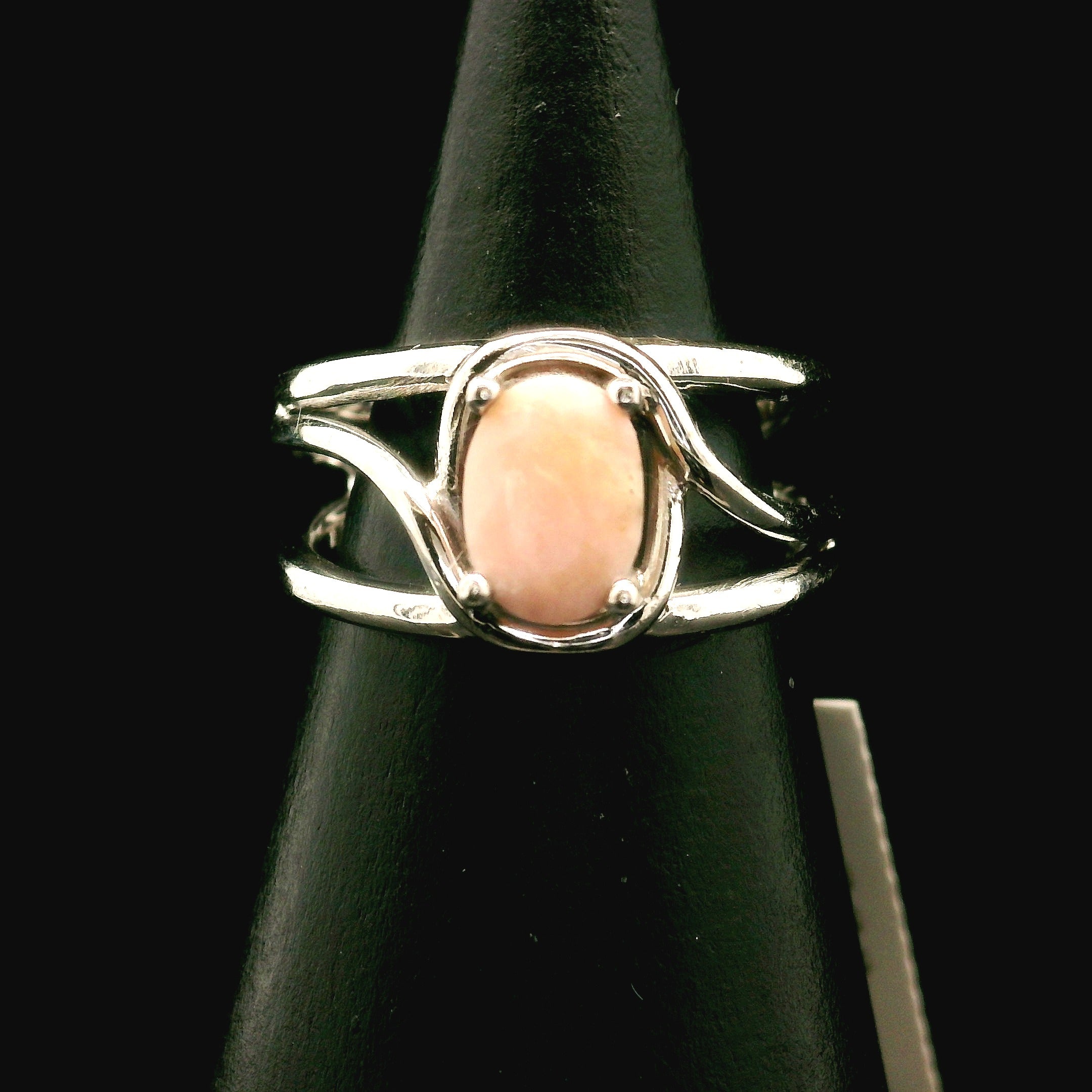 Pink Opal Midi Cuff Ring .925 Silver for Love, Romance and Peace