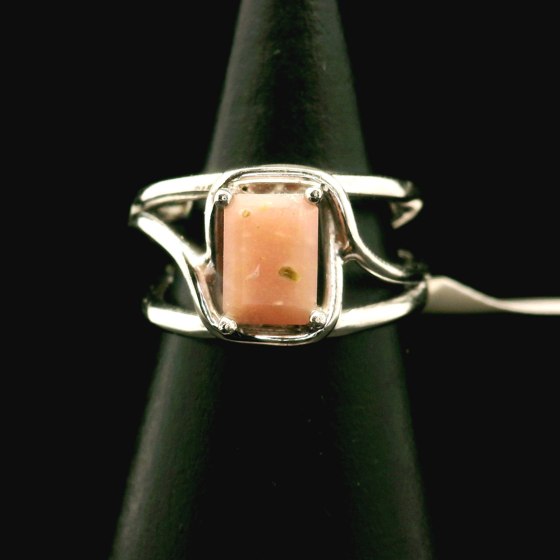 Pink Opal Midi Cuff Ring .925 Silver for Love, Romance and Peace