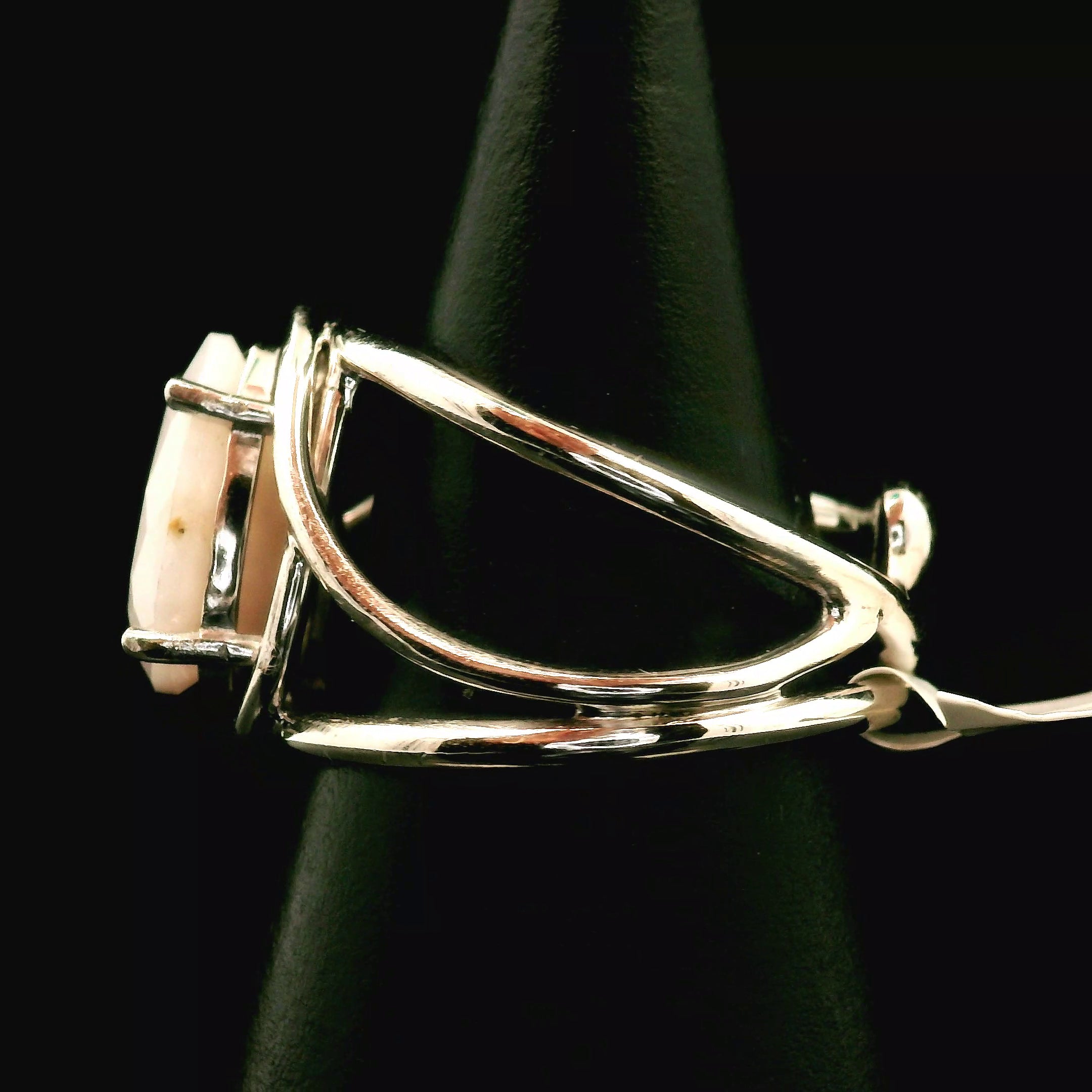 Pink Opal Cuff Ring .925 Silver for Love, Romance and Peace