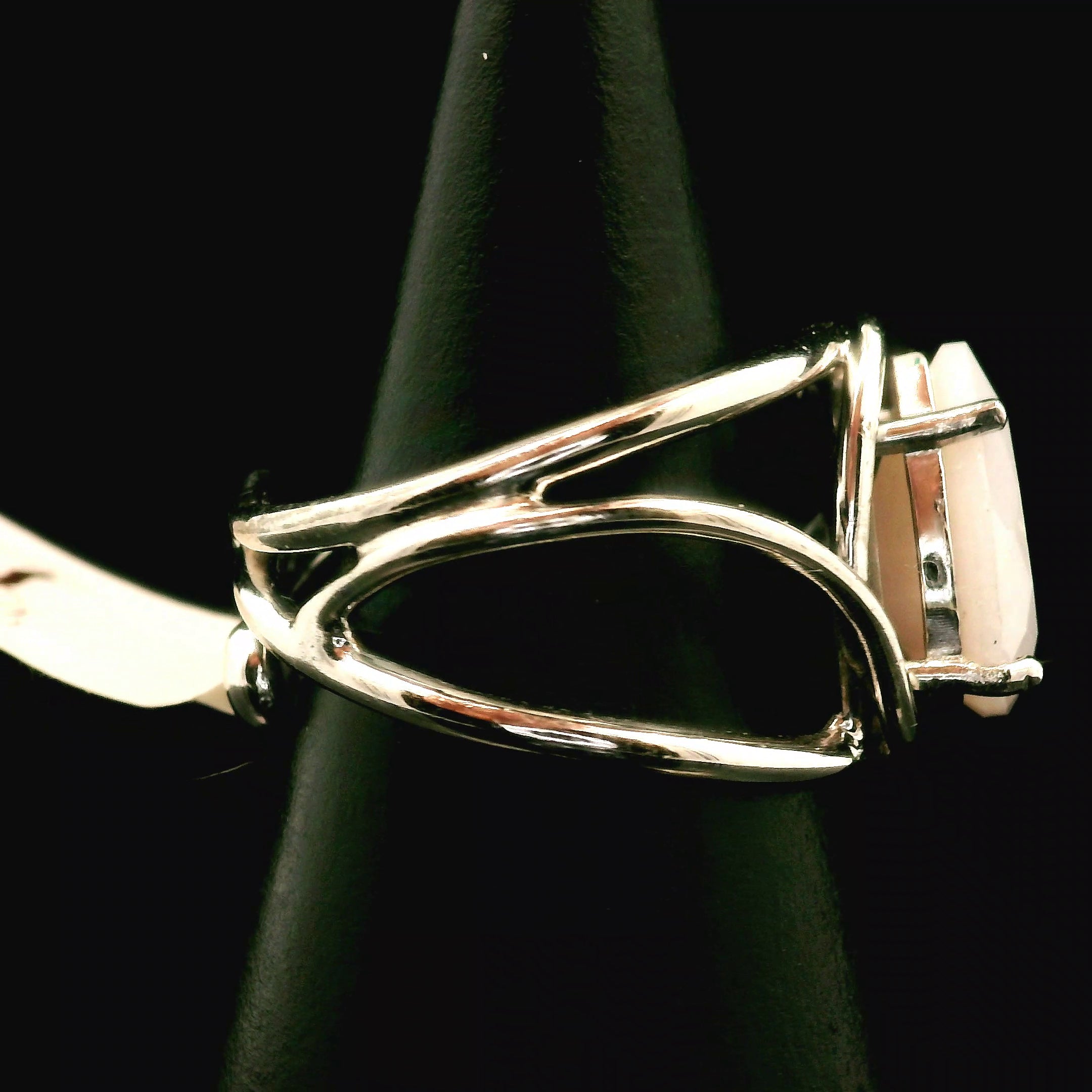 Pink Opal Cuff Ring .925 Silver for Love, Romance and Peace