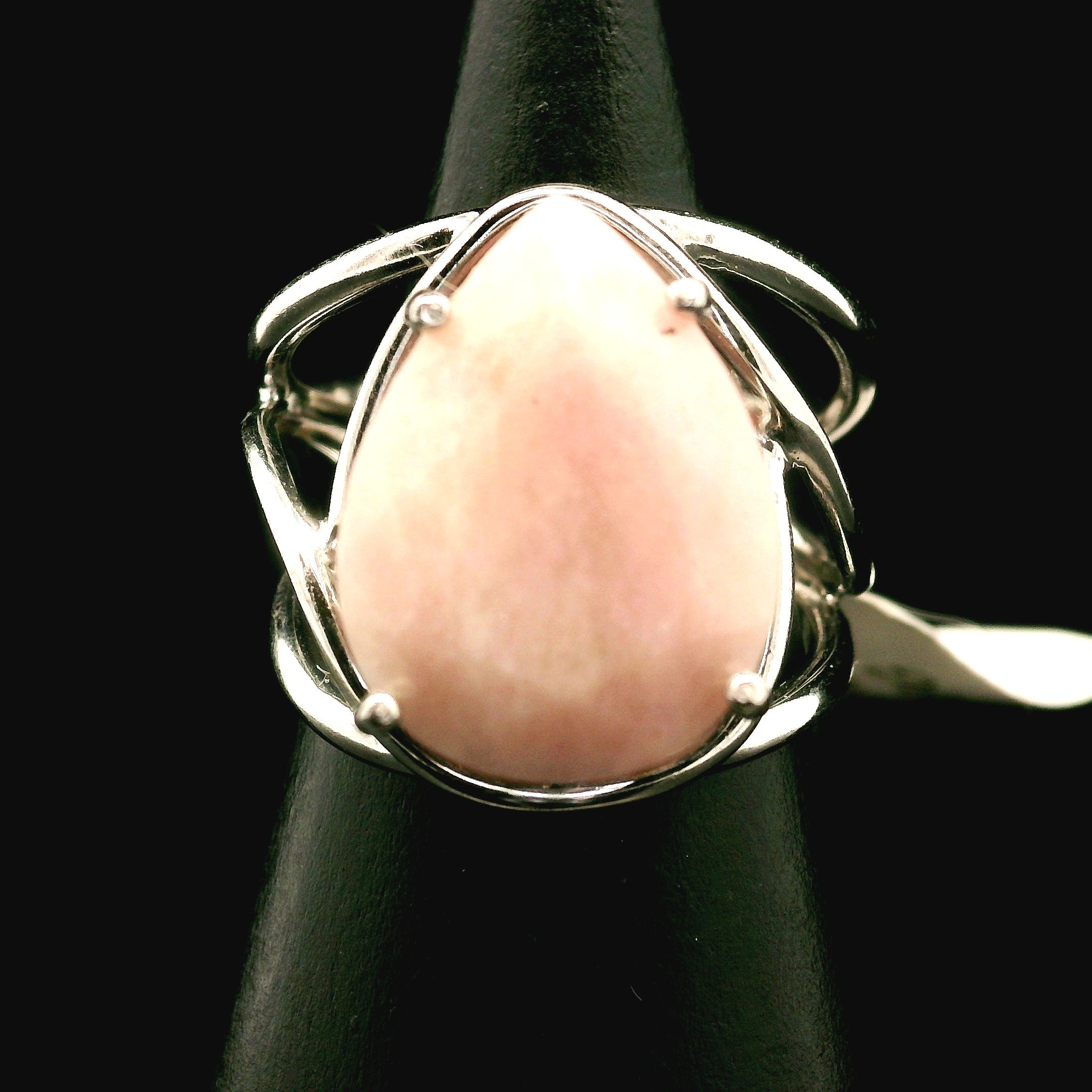 Pink Opal Cuff Ring .925 Silver for Love, Romance and Peace