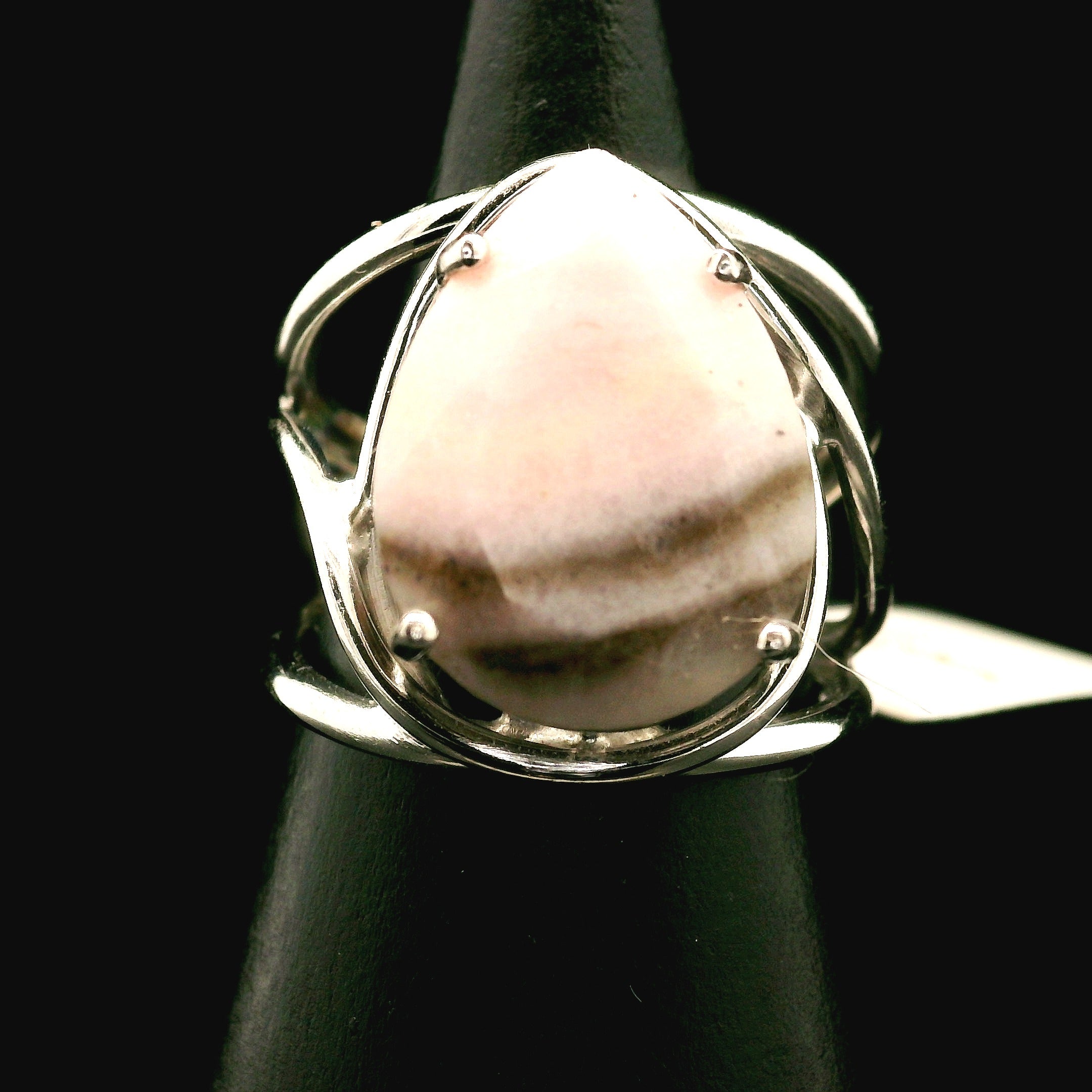 Pink Opal Cuff Ring .925 Silver for Love, Romance and Peace