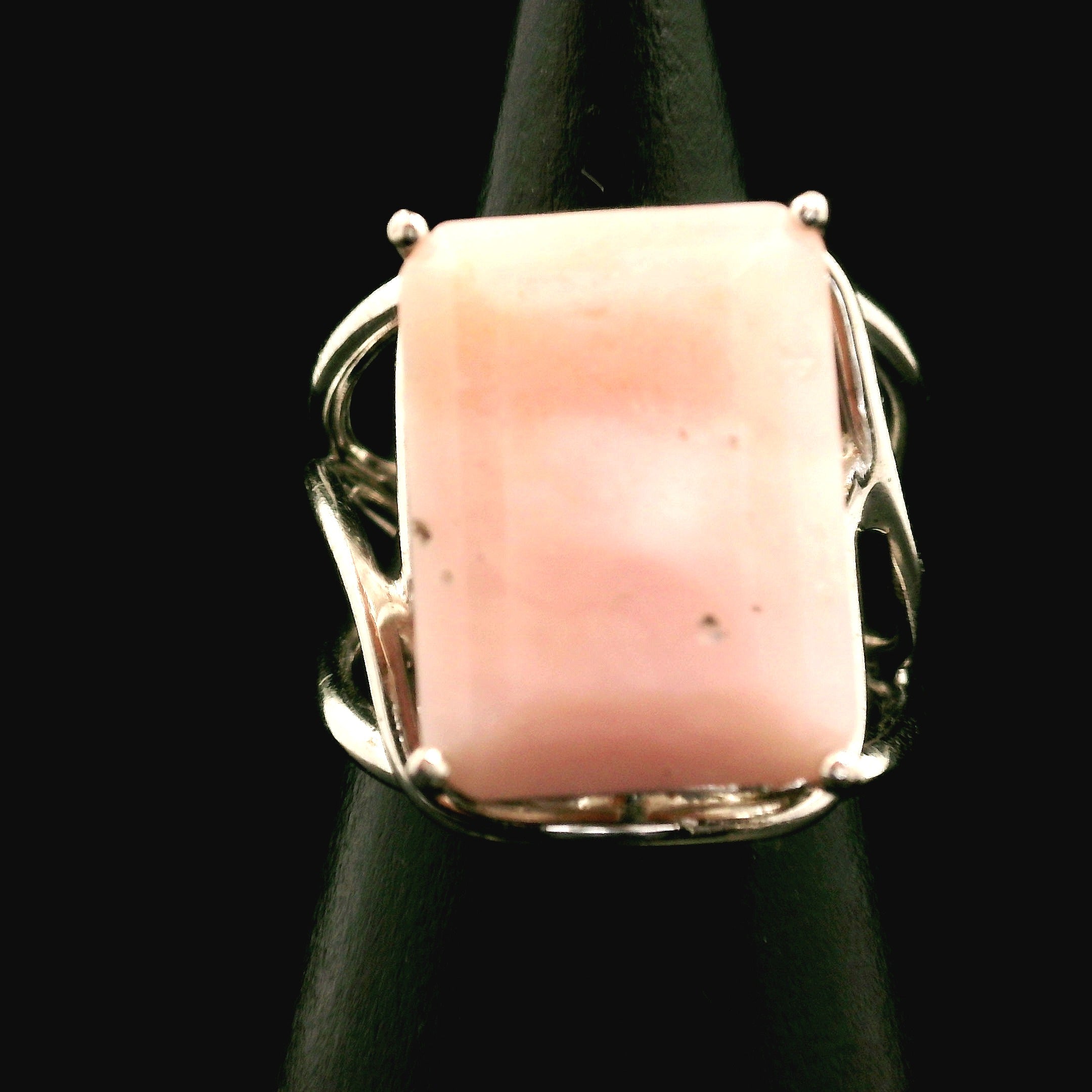 Pink Opal Cuff Ring .925 Silver for Love, Romance and Peace