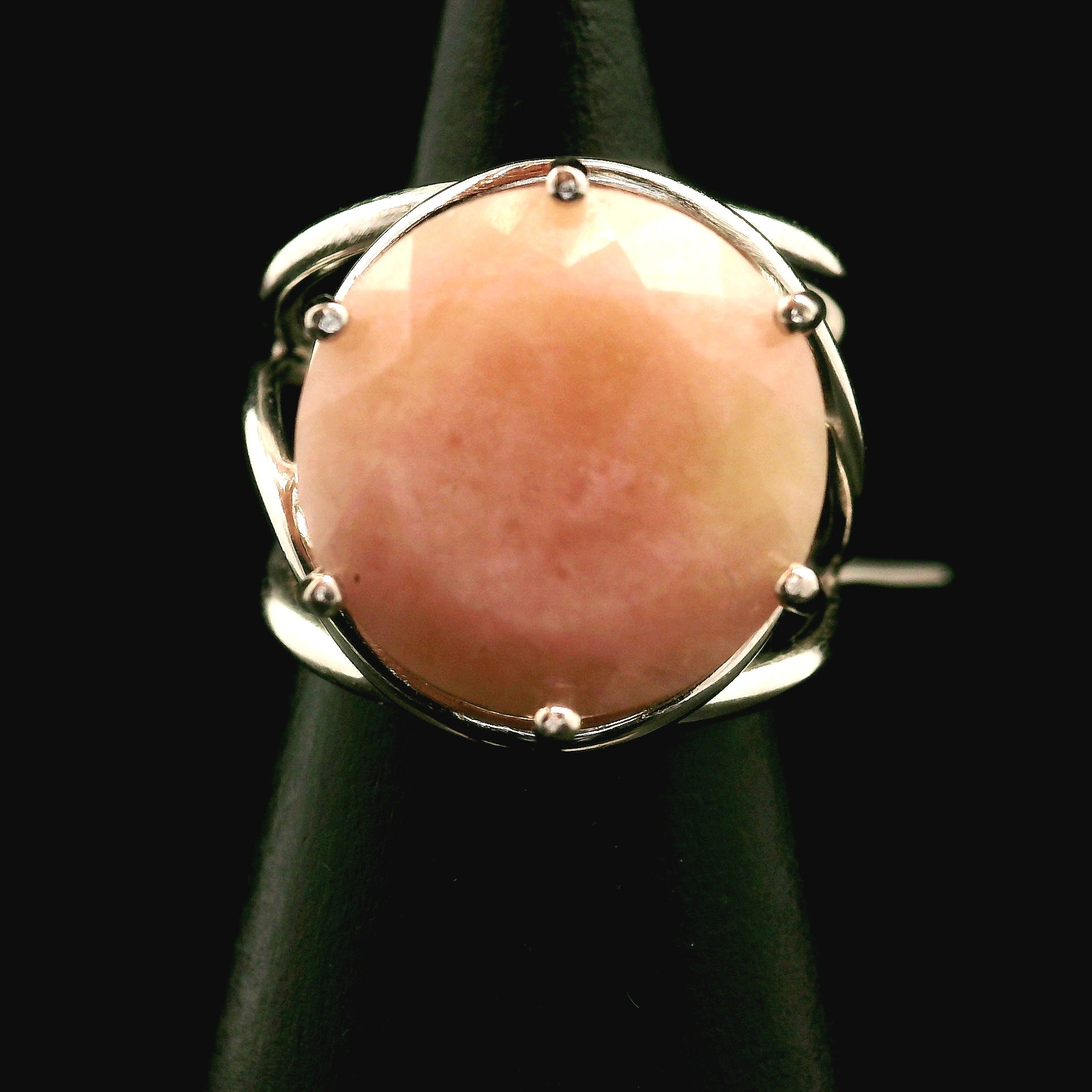 Pink Opal Cuff Ring .925 Silver for Love, Romance and Peace