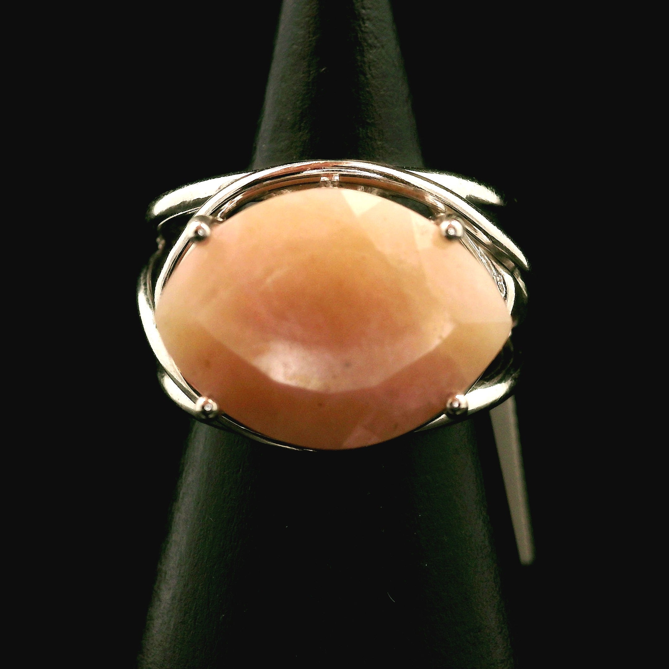 Pink Opal Cuff Ring .925 Silver for Love, Romance and Peace
