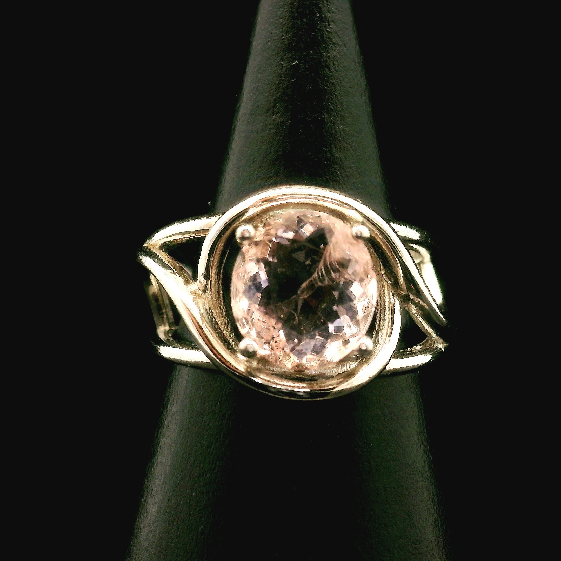 Morganite Midi Cuff Ring .925 Silver for Abundance of Joy and Love