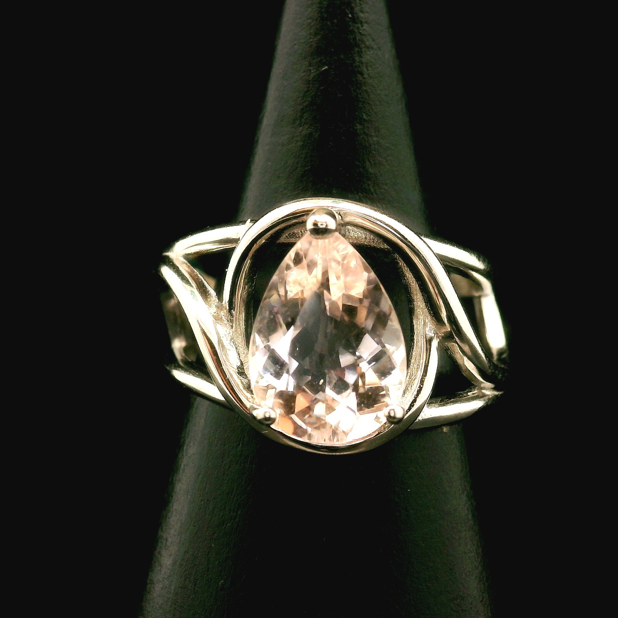 Morganite Midi Cuff Ring .925 Silver for Abundance of Joy and Love