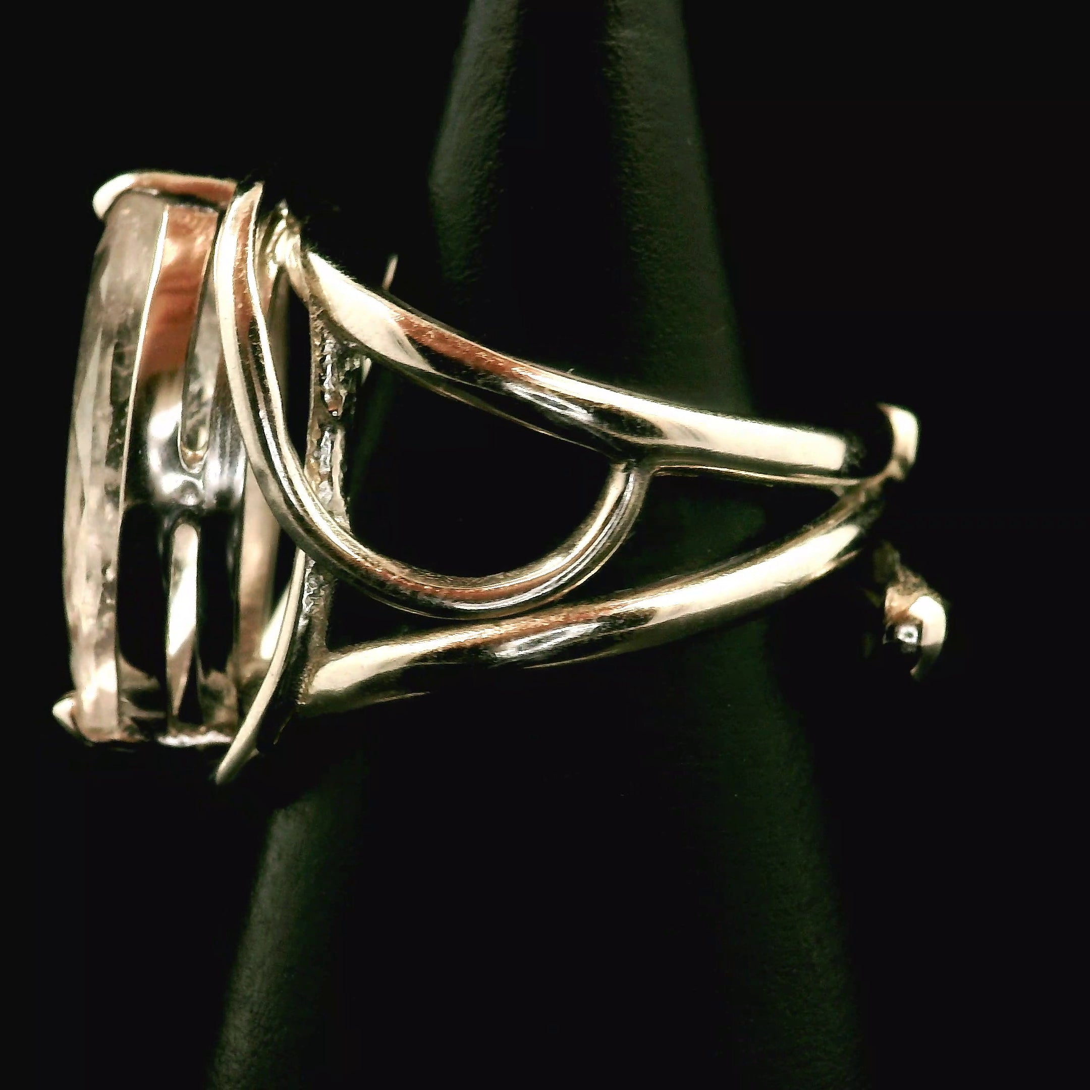 Rutilated Morganite Cuff Ring .925 Silver for Abundance of Joy and Love