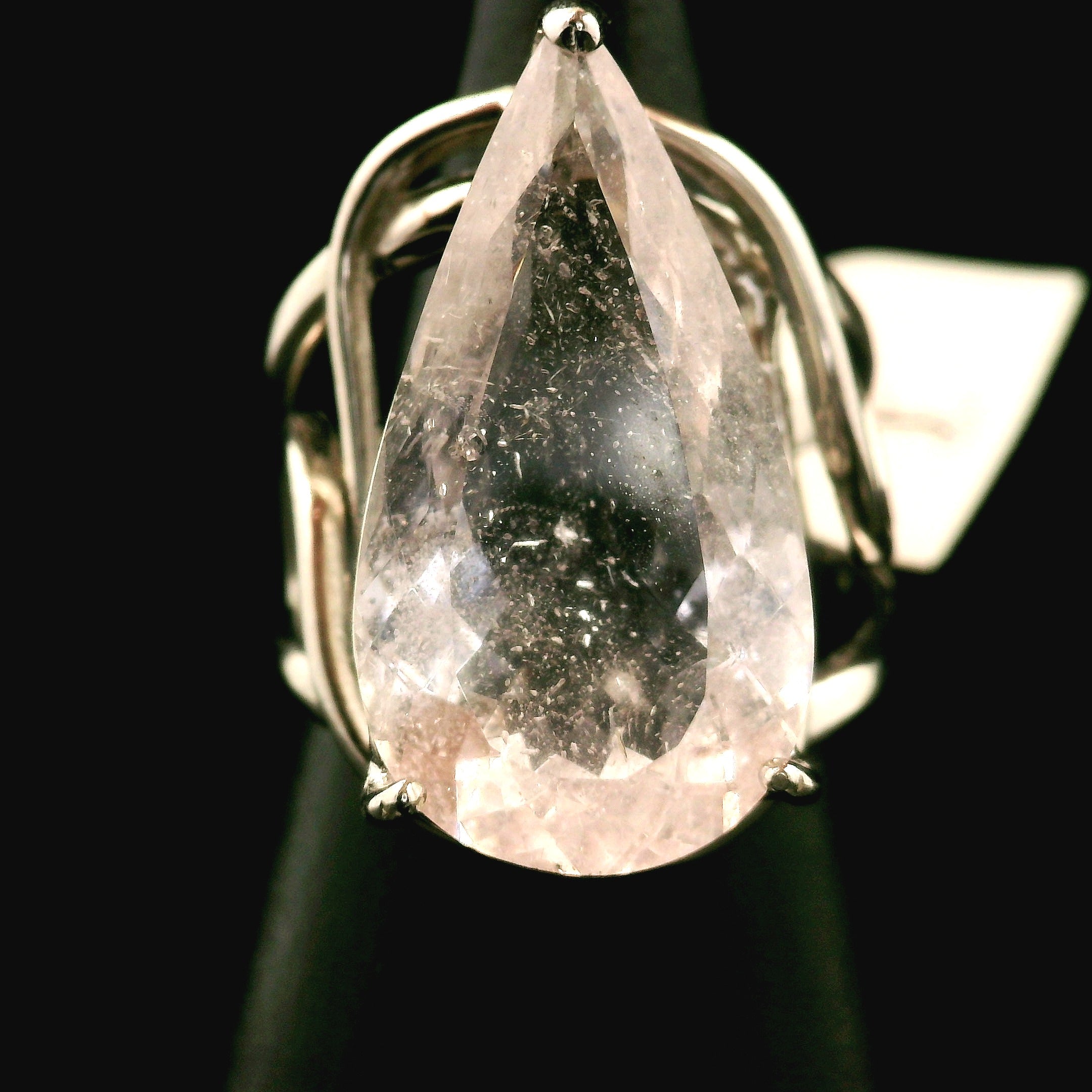 Rutilated Morganite Cuff Ring .925 Silver for Abundance of Joy and Love