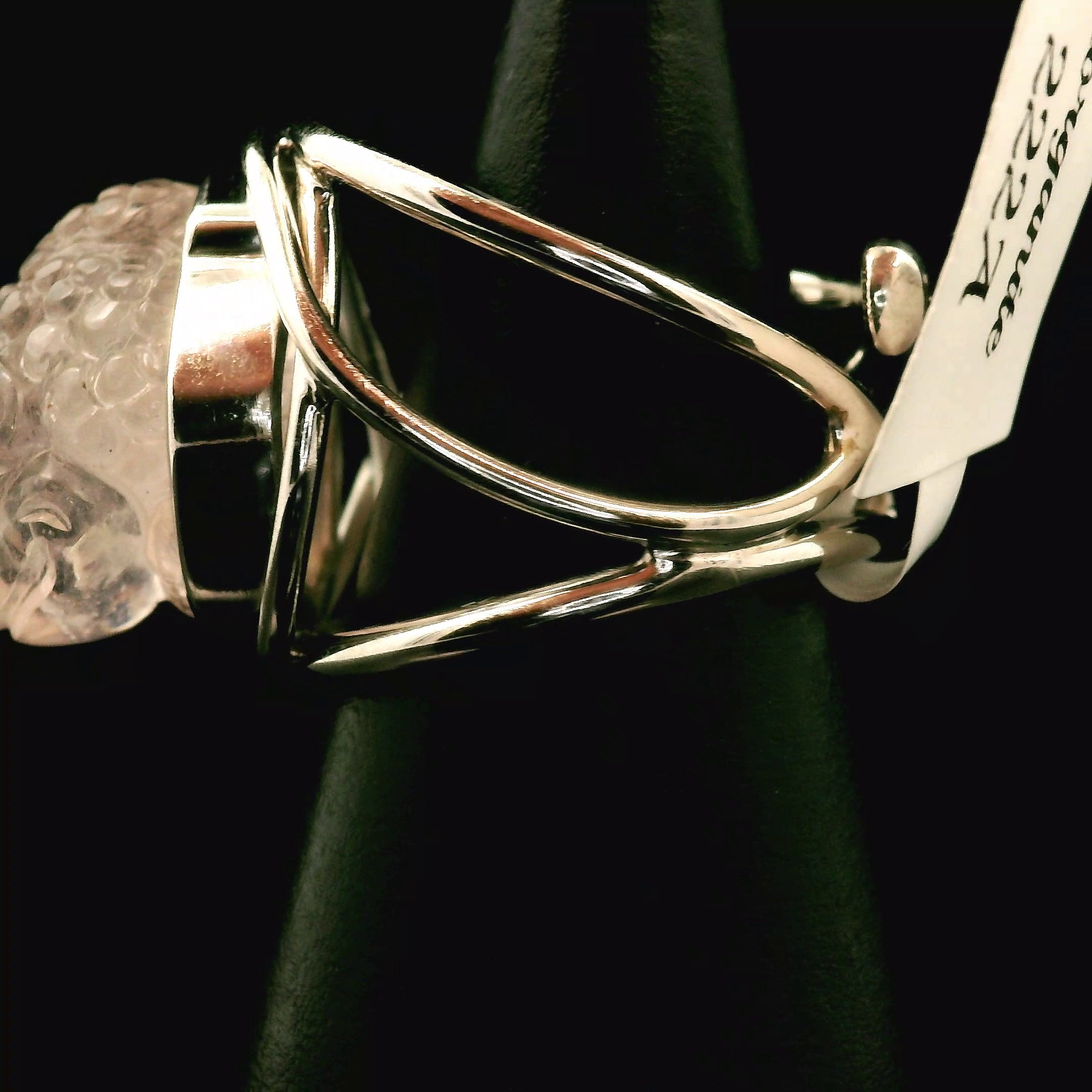 Morganite Money Toad Cuff Ring .925 Silver for Abundance of Joy and Love