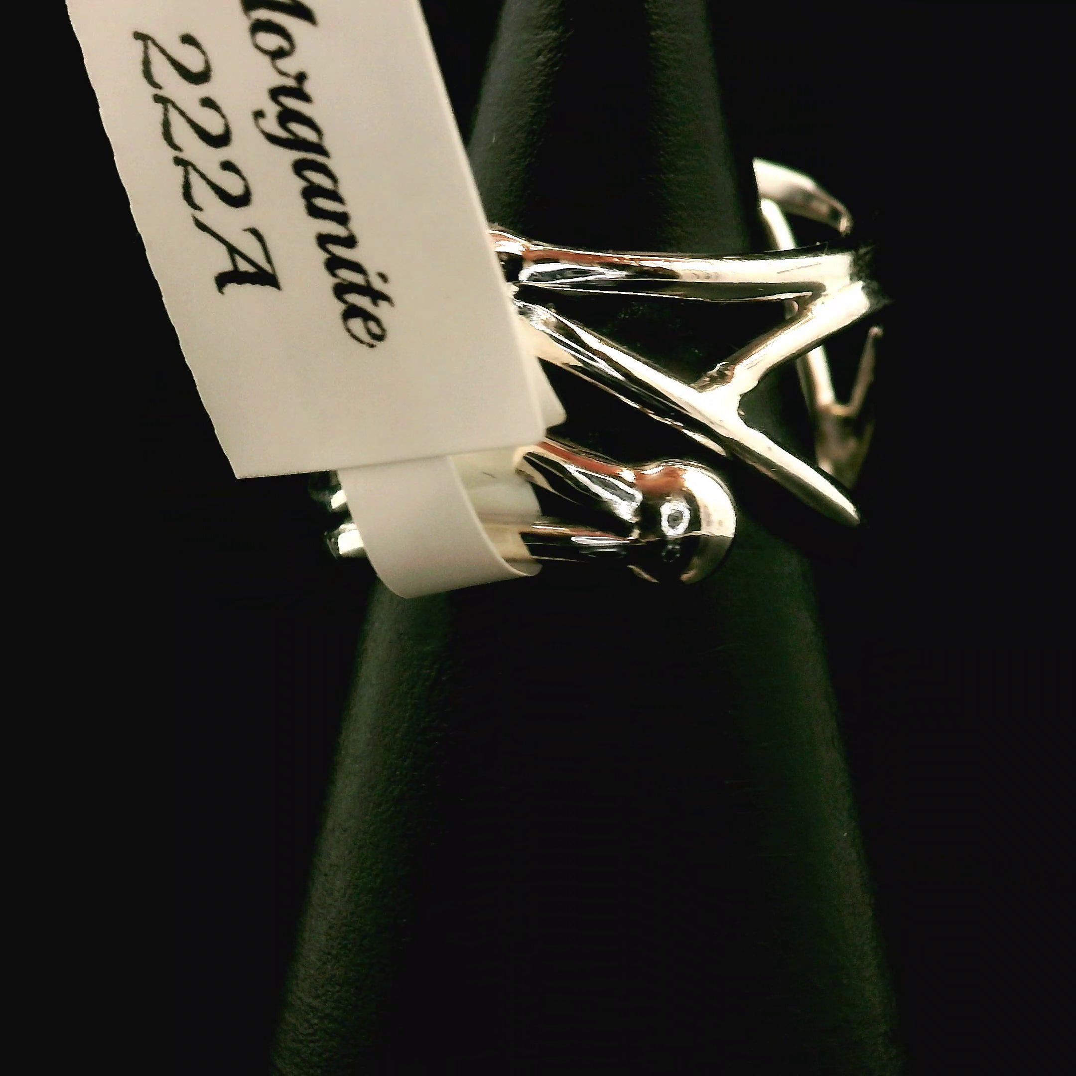 Morganite Money Toad Cuff Ring .925 Silver for Abundance of Joy and Love