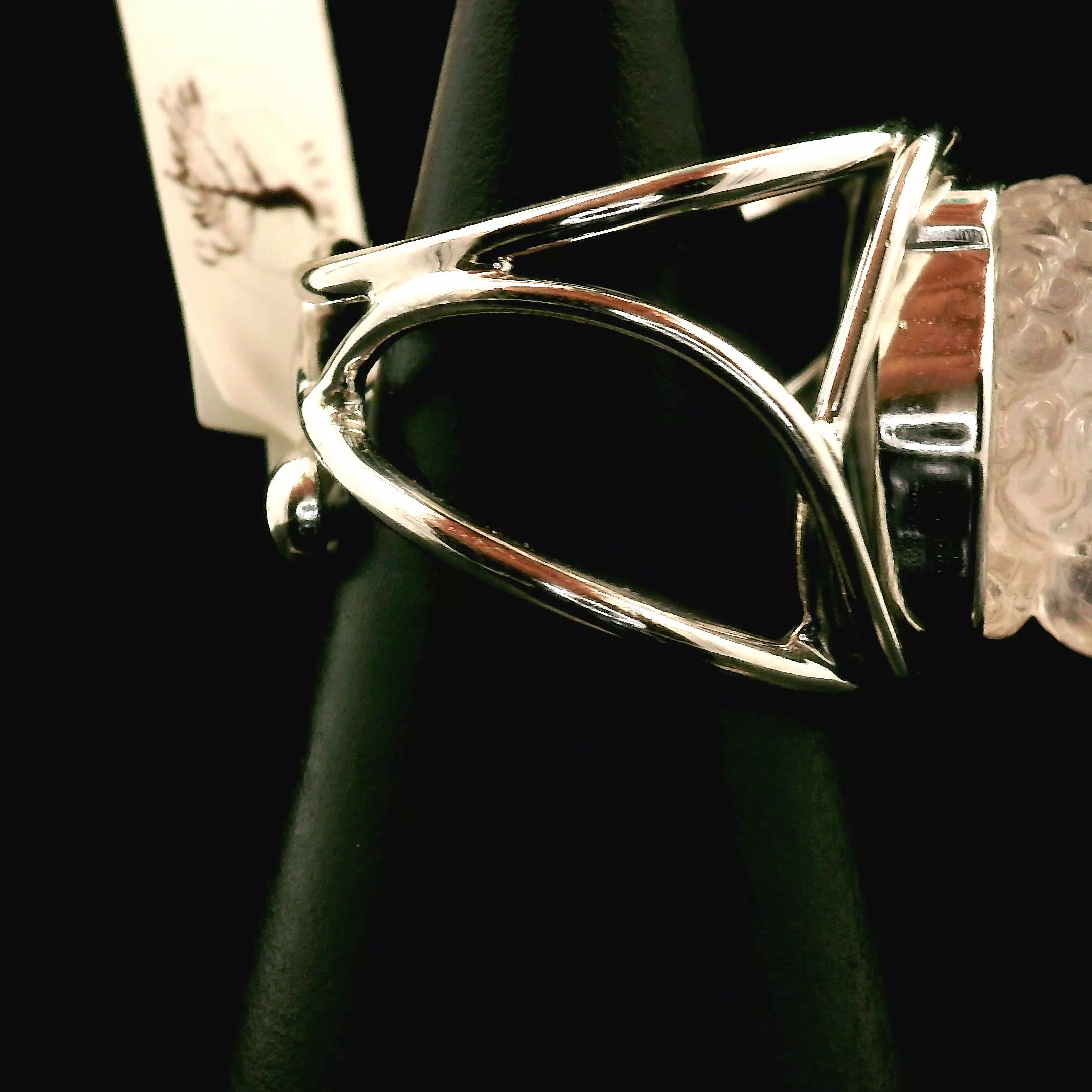 Morganite Money Toad Cuff Ring .925 Silver for Abundance of Joy and Love