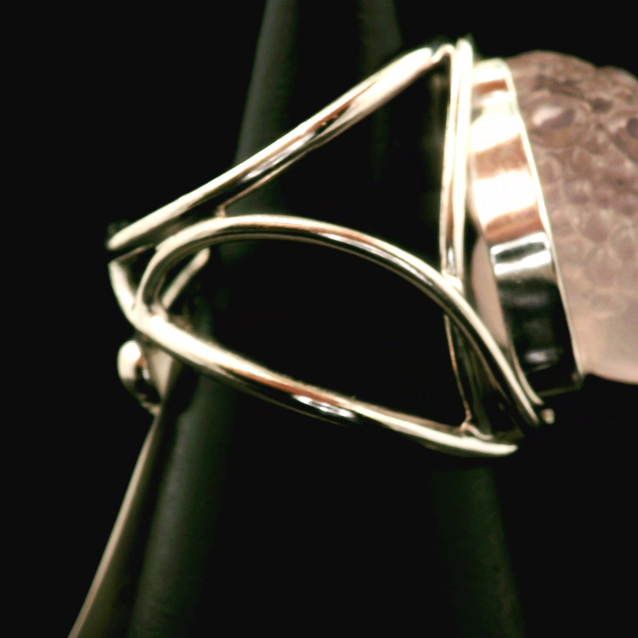 Morganite Money Toad Cuff Ring .925 Silver for Abundance of Joy and Love