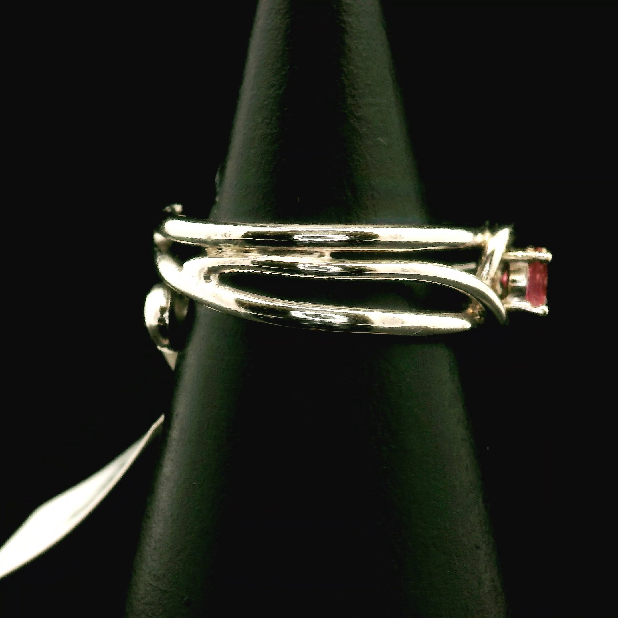 Pezzottaite Midi Cuff Ring 925 Silver for Joy, Love and Empowerment