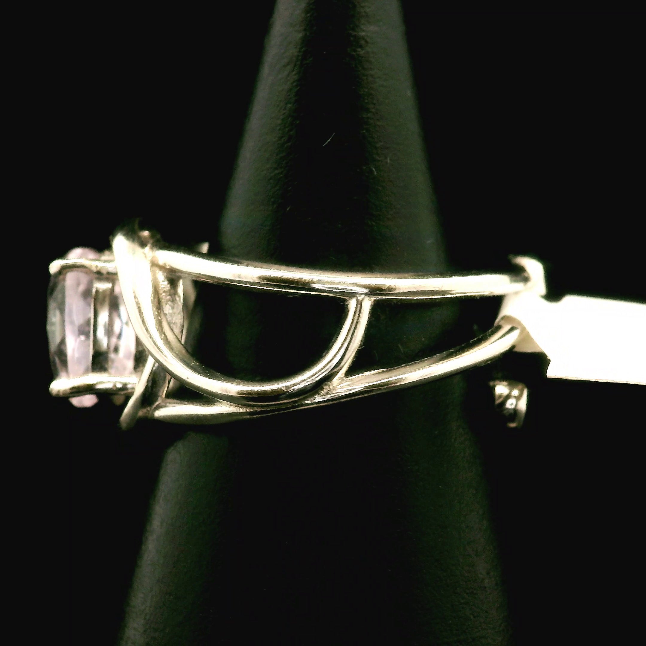 Kunzite Cuff Ring .925 Silver for Emotional Healing, Joy and Love